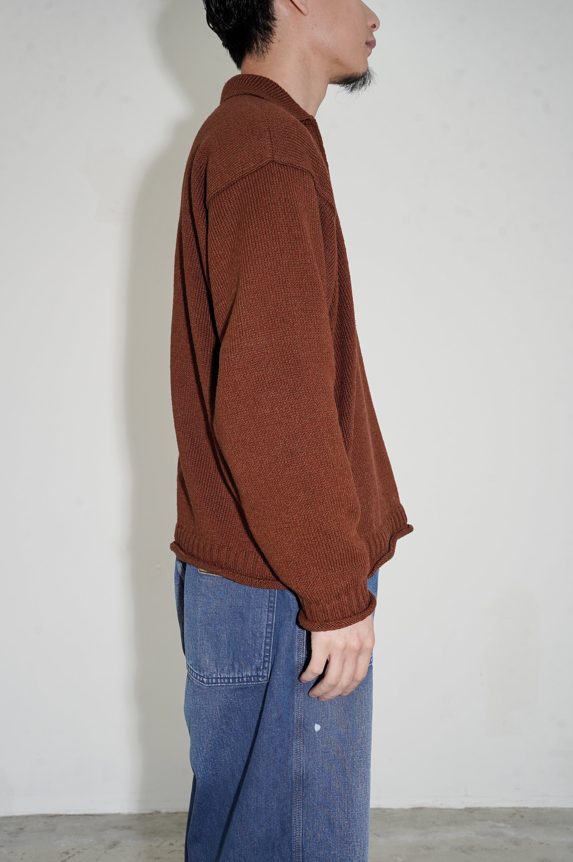 Olde H & Daughter "SILK COTTON HALF ZIP P/O" [BROWNIE]