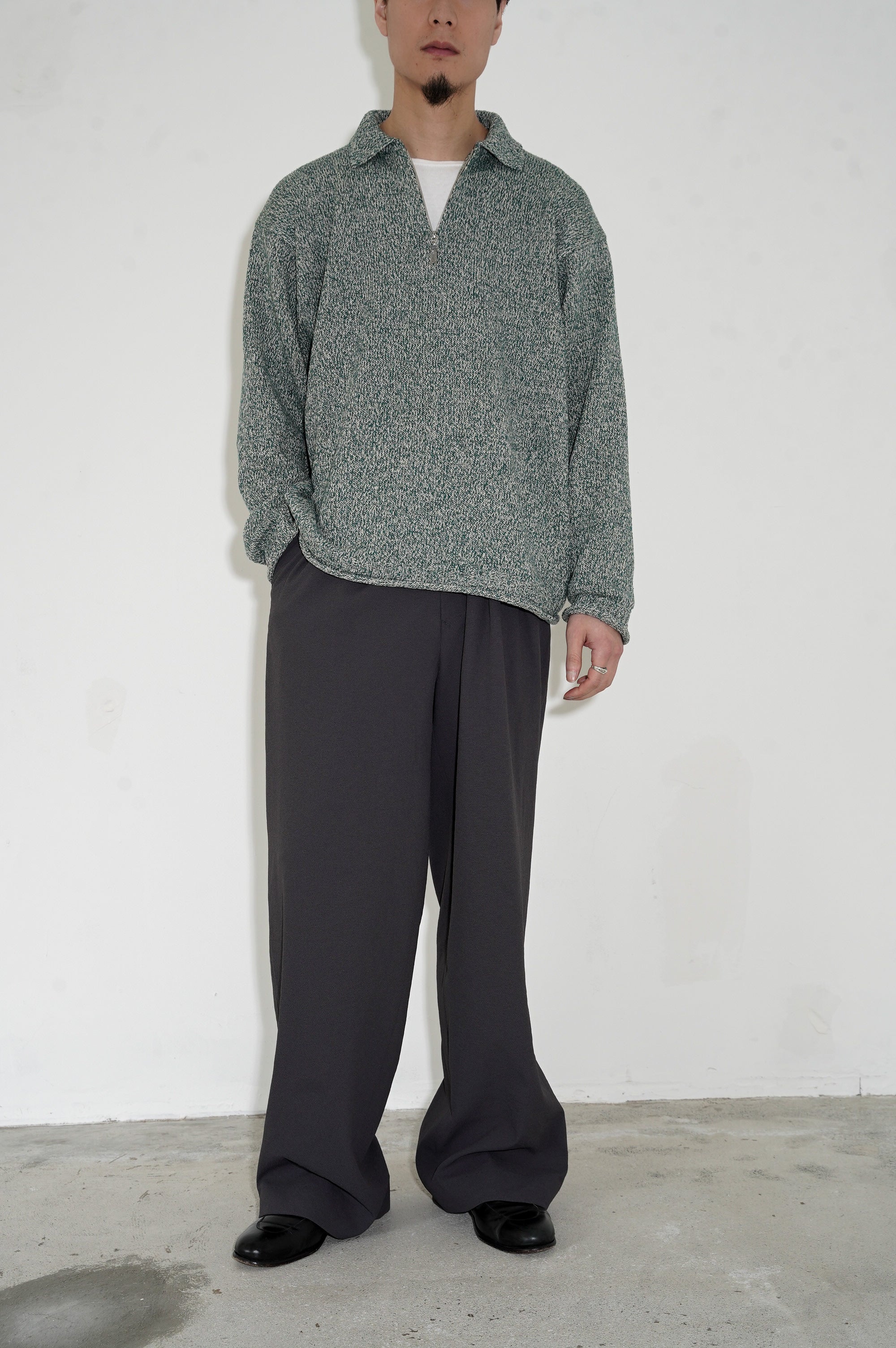 Olde H & Daughter "SILK COTTON HALF ZIP P/O" [SEA GRASS]