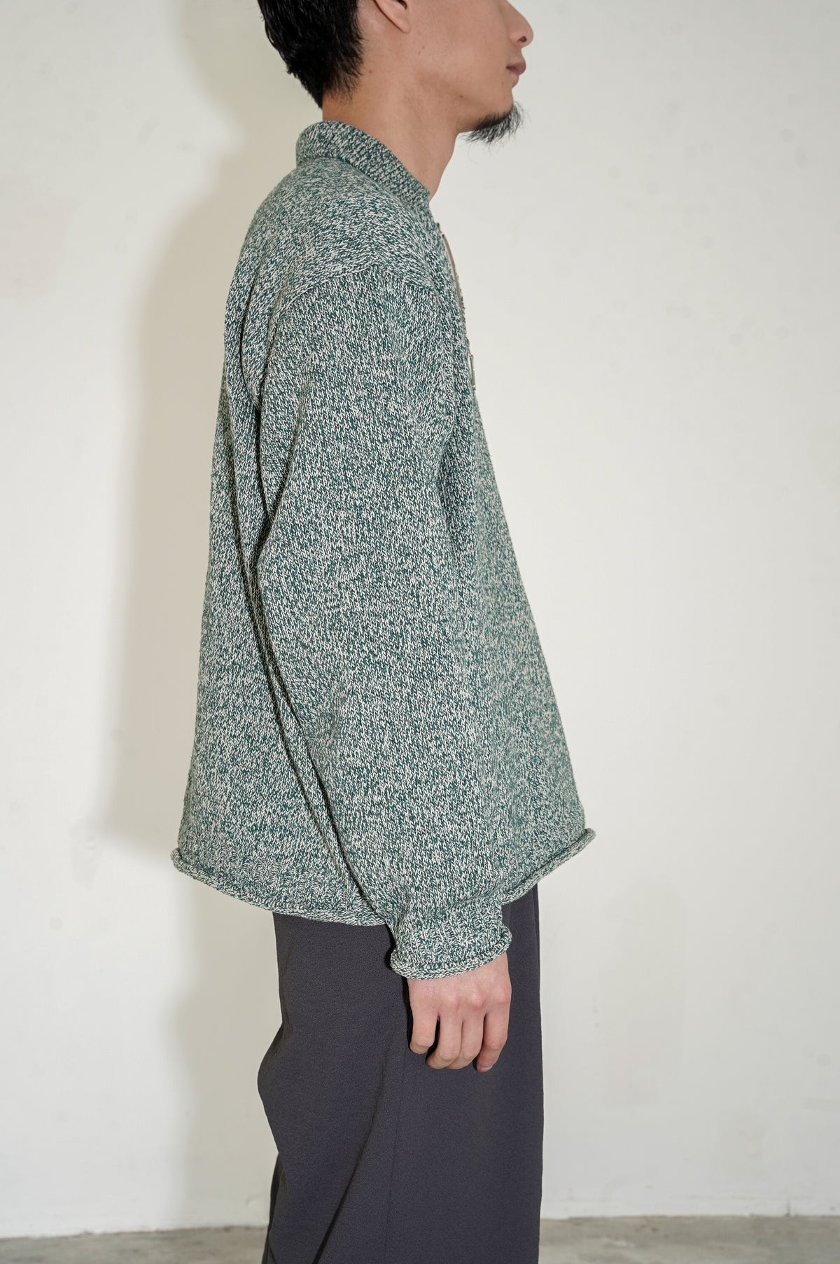 Olde H & Daughter "SILK COTTON HALF ZIP P/O" [SEA GRASS]