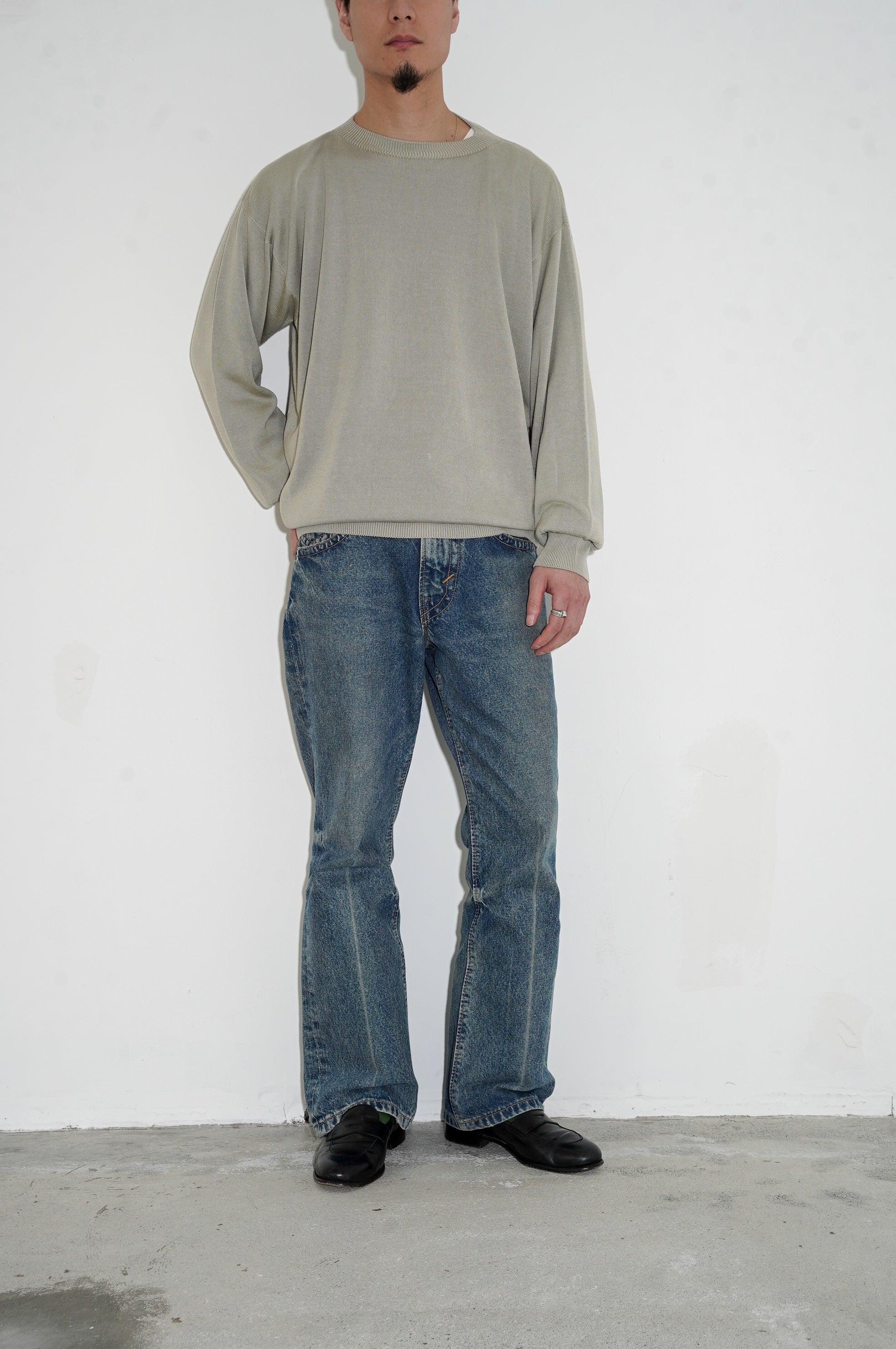 Olde H & Daughter "SILK PLANE STICH CREW NECK L/S" [WILLOW]
