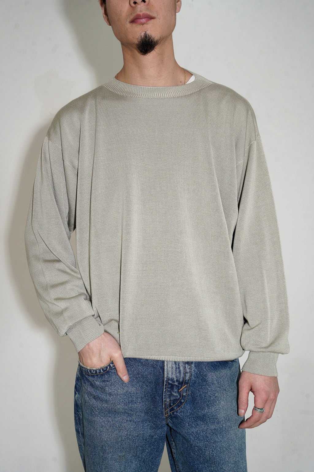 Olde H & Daughter "SILK PLANE STICH CREW NECK L/S" [WILLOW]