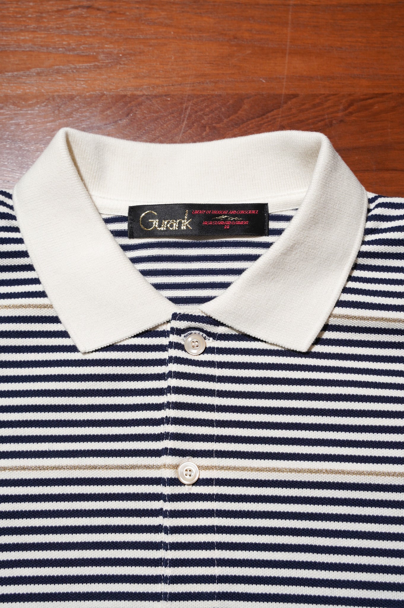 Gurank "L/S Border Polo Shirts" [NAVY]