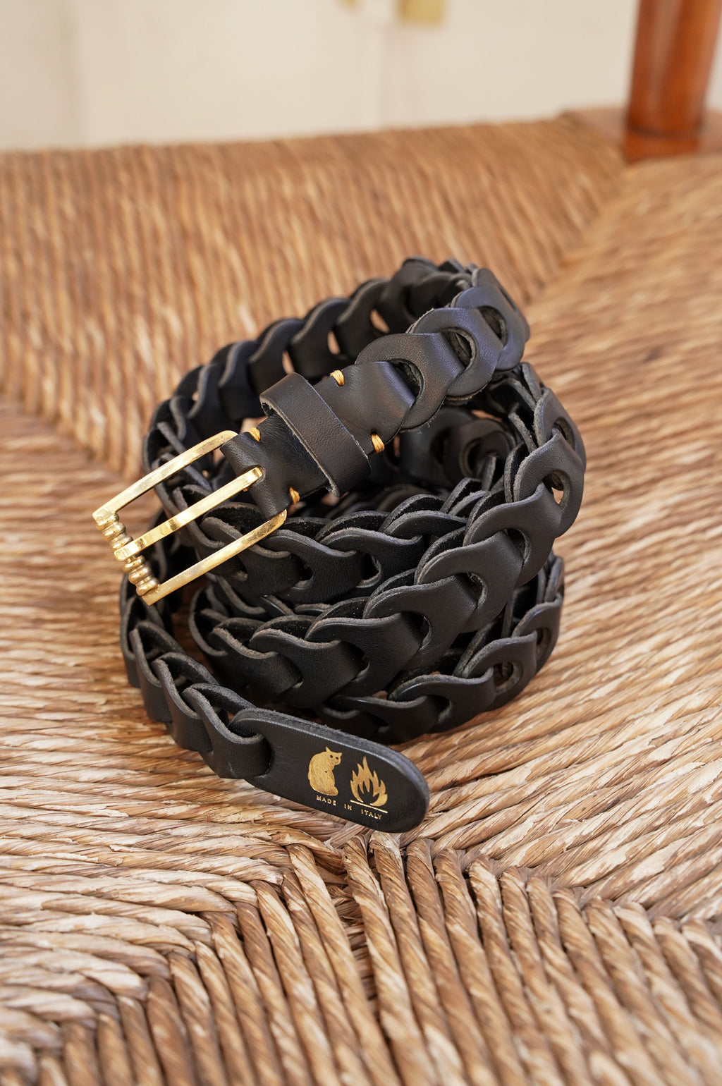m's braque "il micio Leather Mesh Belt" [BLACK]
