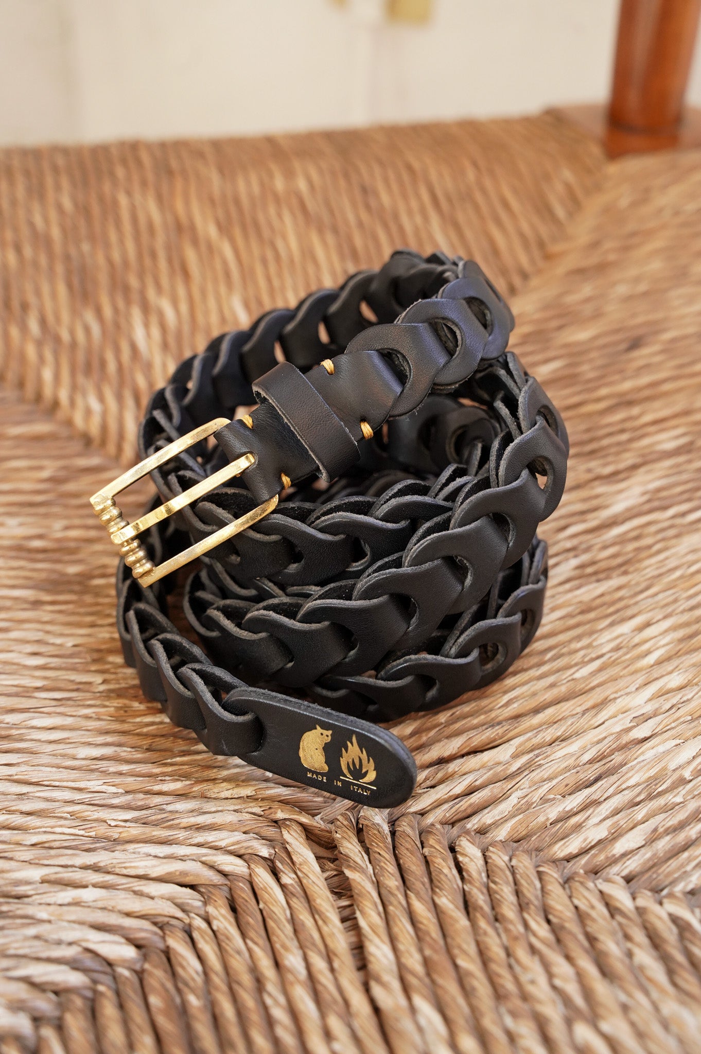 m's braque "il micio Leather Mesh Belt" [BLACK]