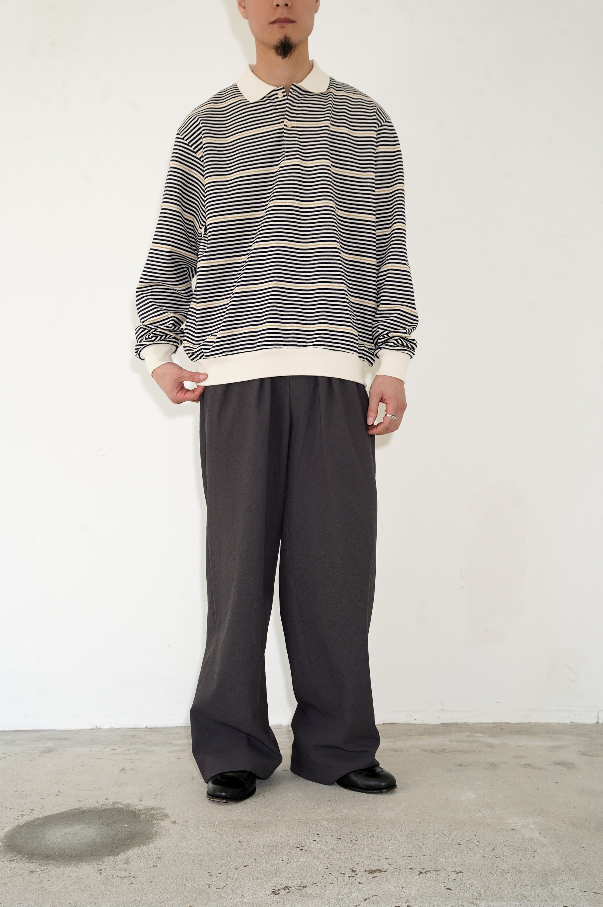 Gurank "L/S Border Polo Shirts" [NAVY]