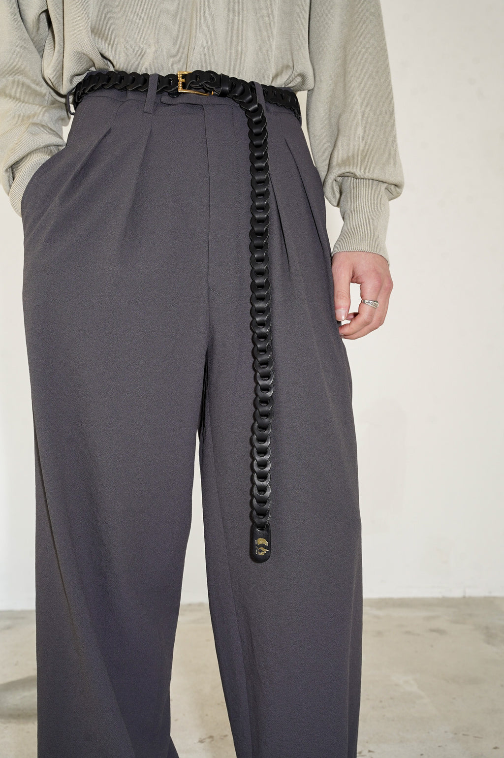 m's braque "il micio Leather Mesh Belt" [BLACK]
