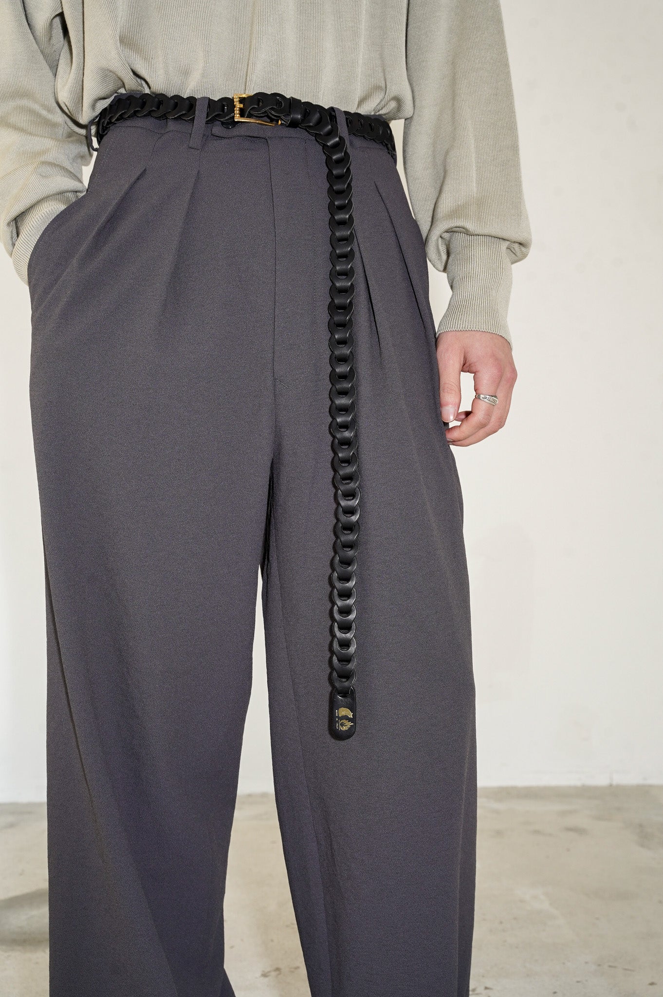 m's braque "il micio Leather Mesh Belt" [BLACK]
