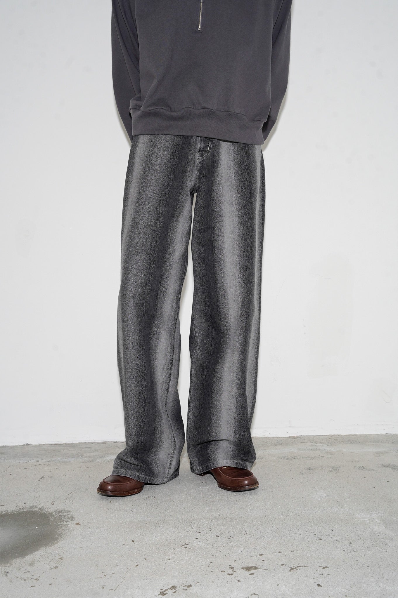 REVERBERATE "GRADATION DENIM BAGGY PANTS" [LIGHT GRAY]