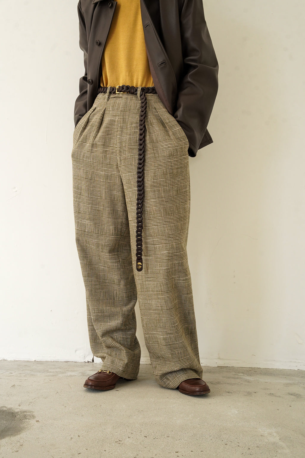 m's braque "il micio Leather Mesh Belt" [BROWN]