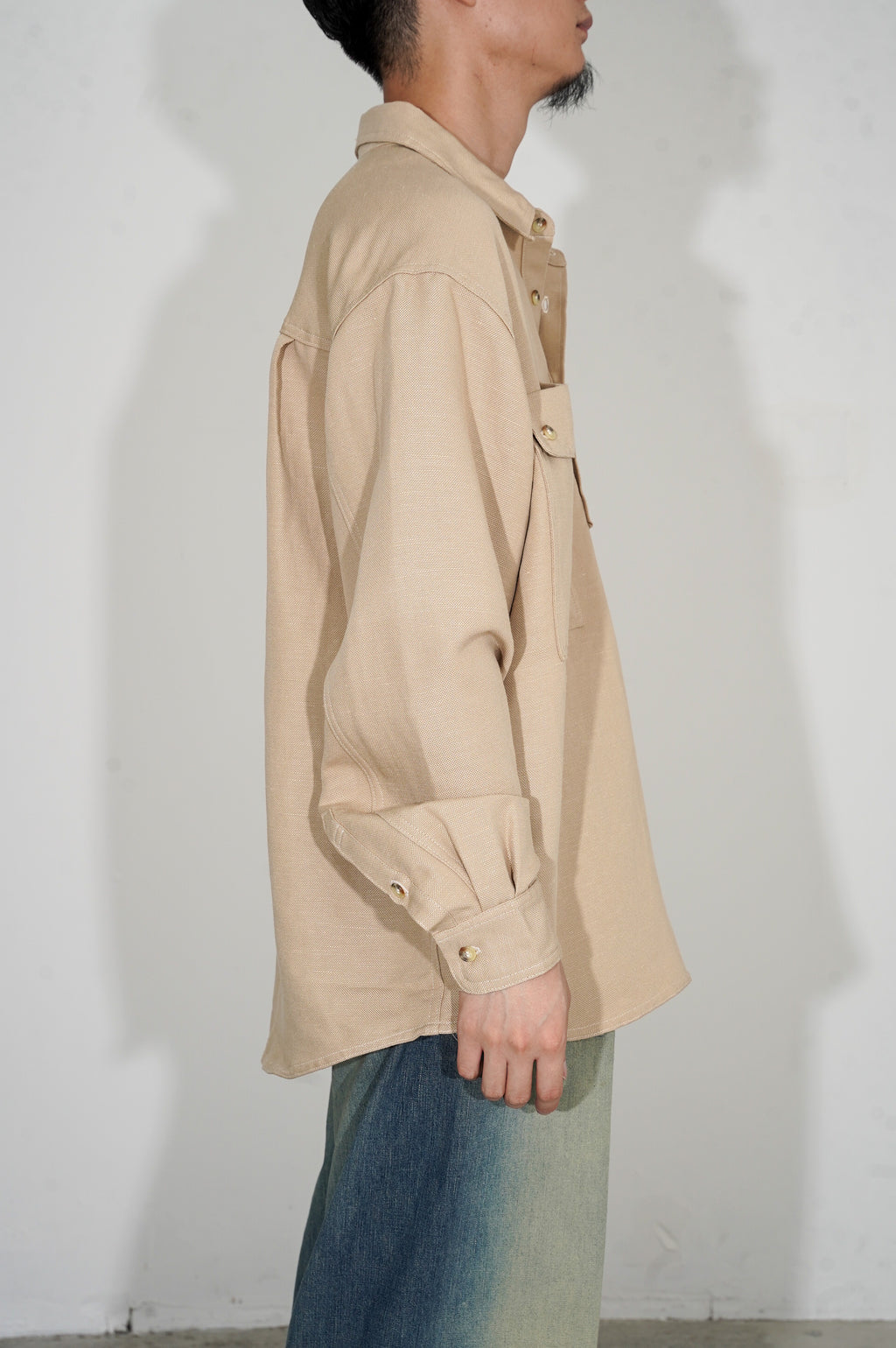 YE OLDE AND NEWMAN -RANDONNEUR- "ANORAKS PULLOVER SHIRT" [SUEDE BEIGE]