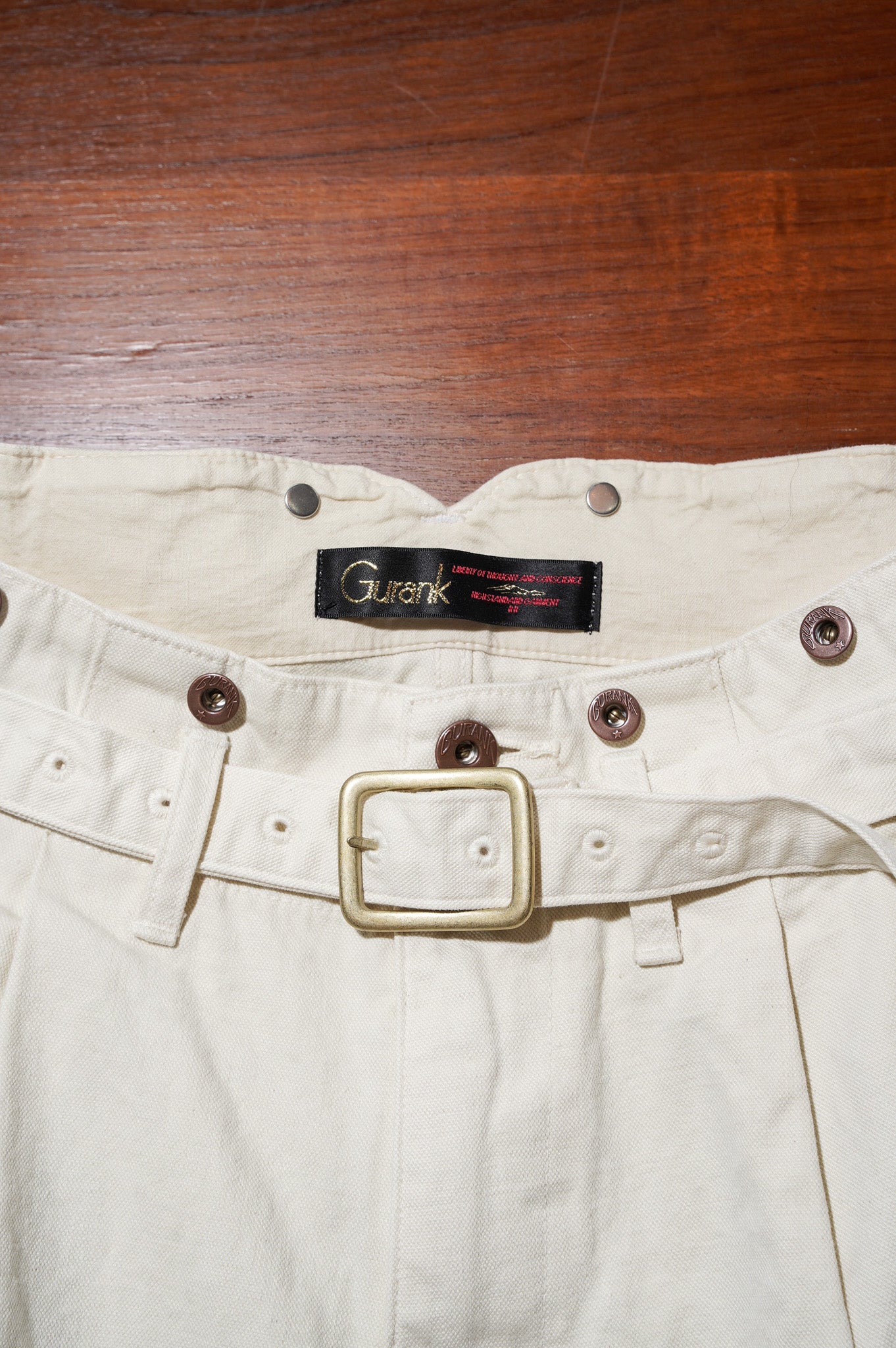 Gurank "CH belted work pants" [OFF WHITE]