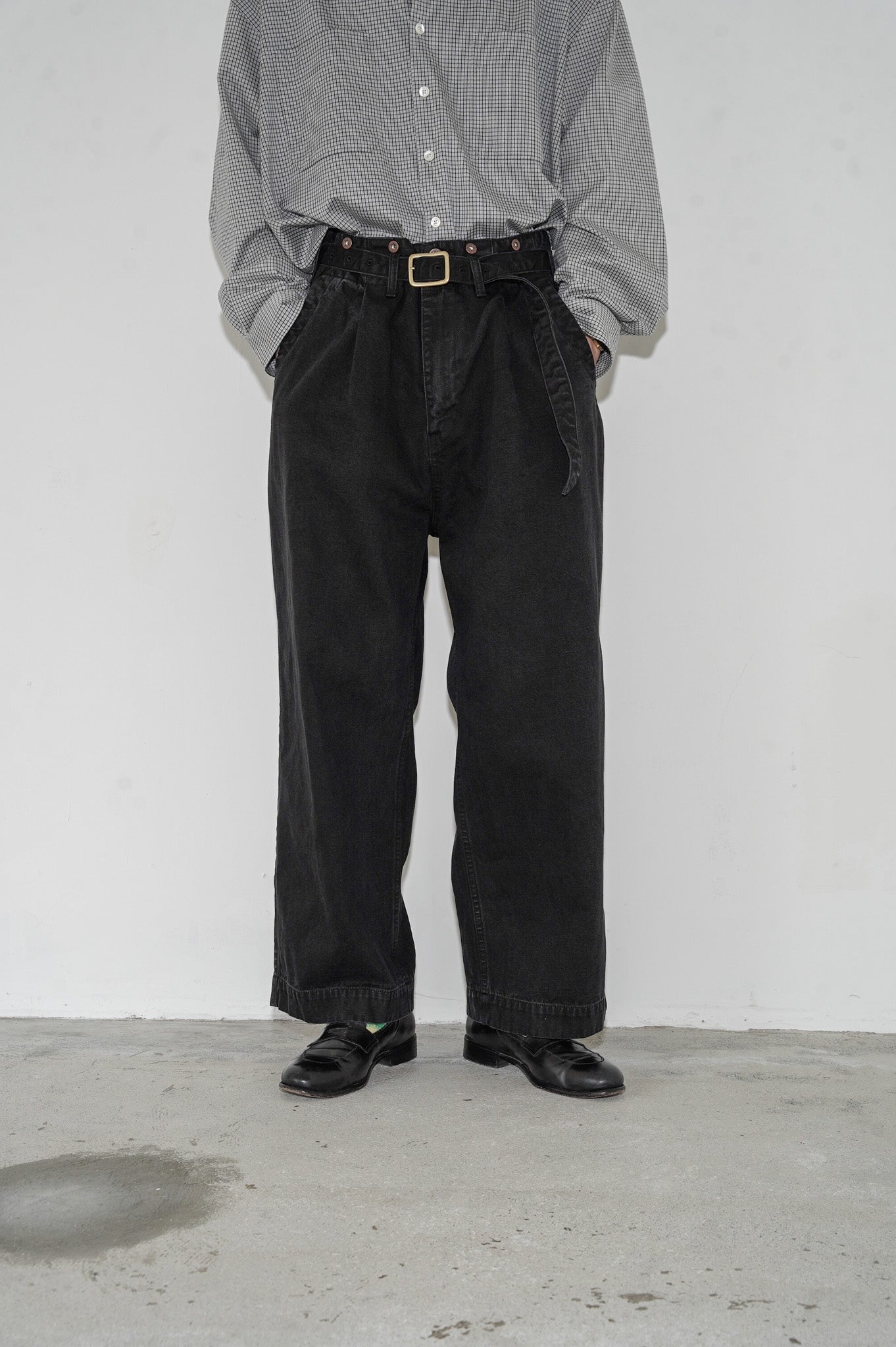 Gurank "CH belted work pants" [BLACK]
