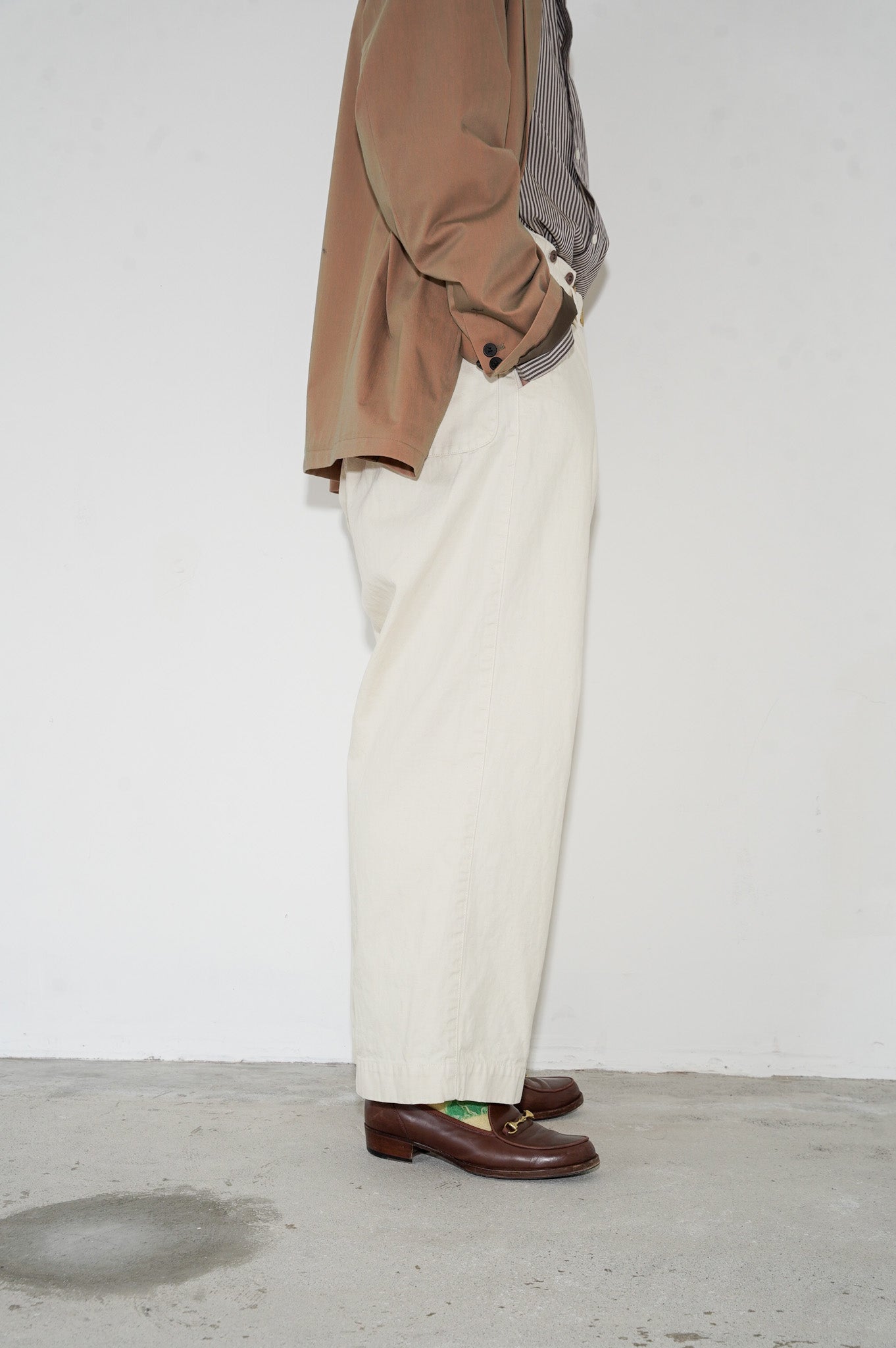 Gurank "CH belted work pants" [OFF WHITE]