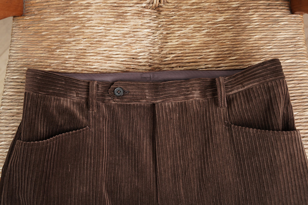 BISOWN "MIXED-WALE CORDUROY NOTUCK SLACKS" [BROWN]