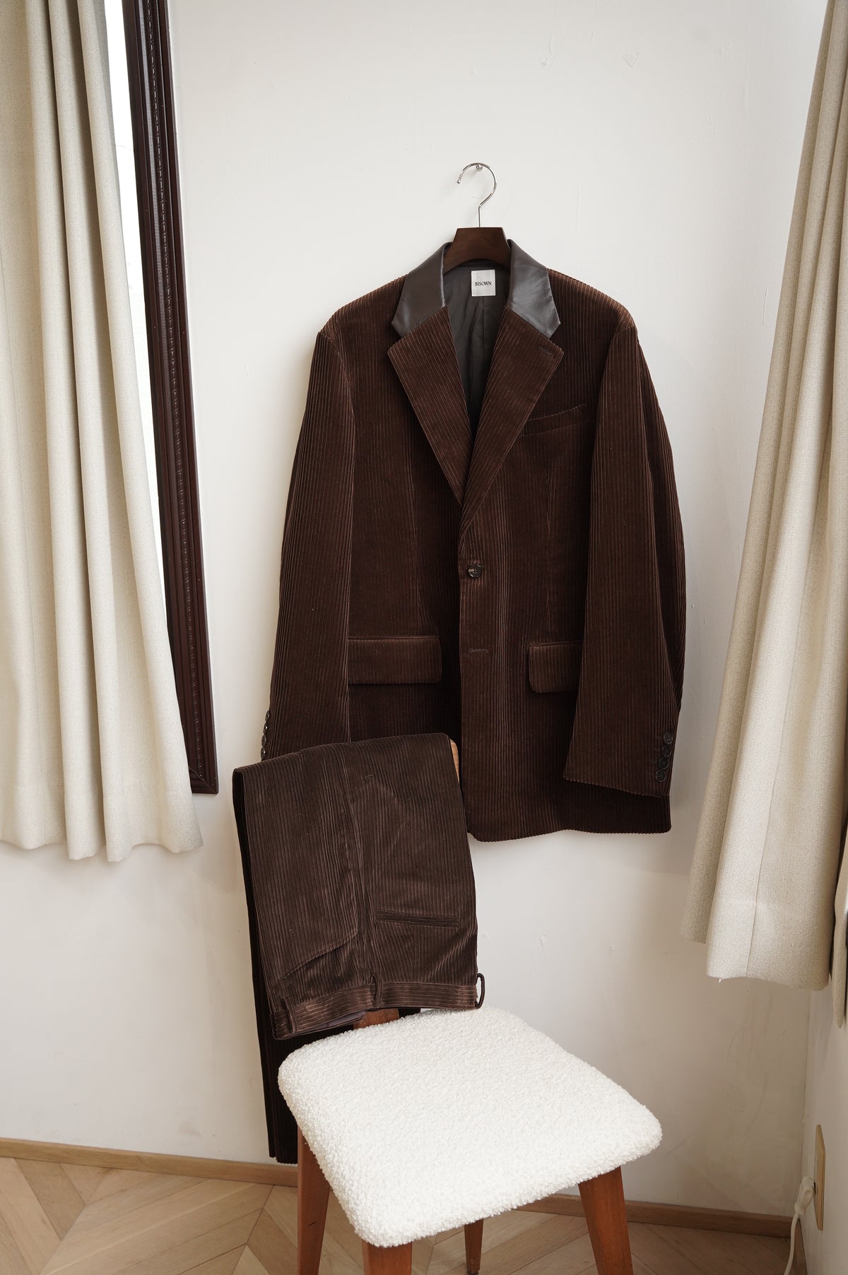 BISOWN "MIXED-WALE CORDUROY TAILORED JACKET" [BROWN]