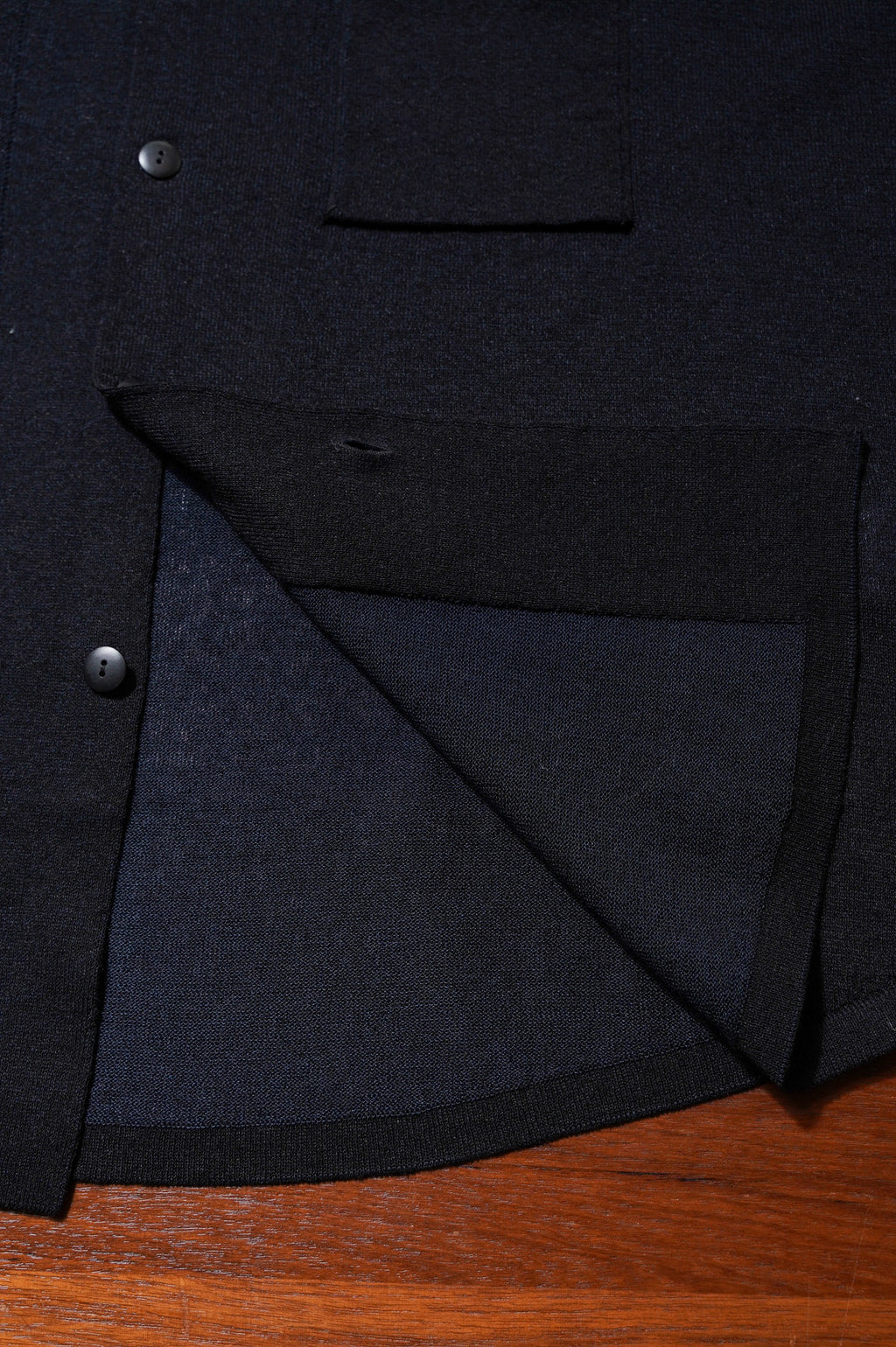 MEIAS "LINEN CHAMBRAY KNIT SHIRTS" [BLACK]
