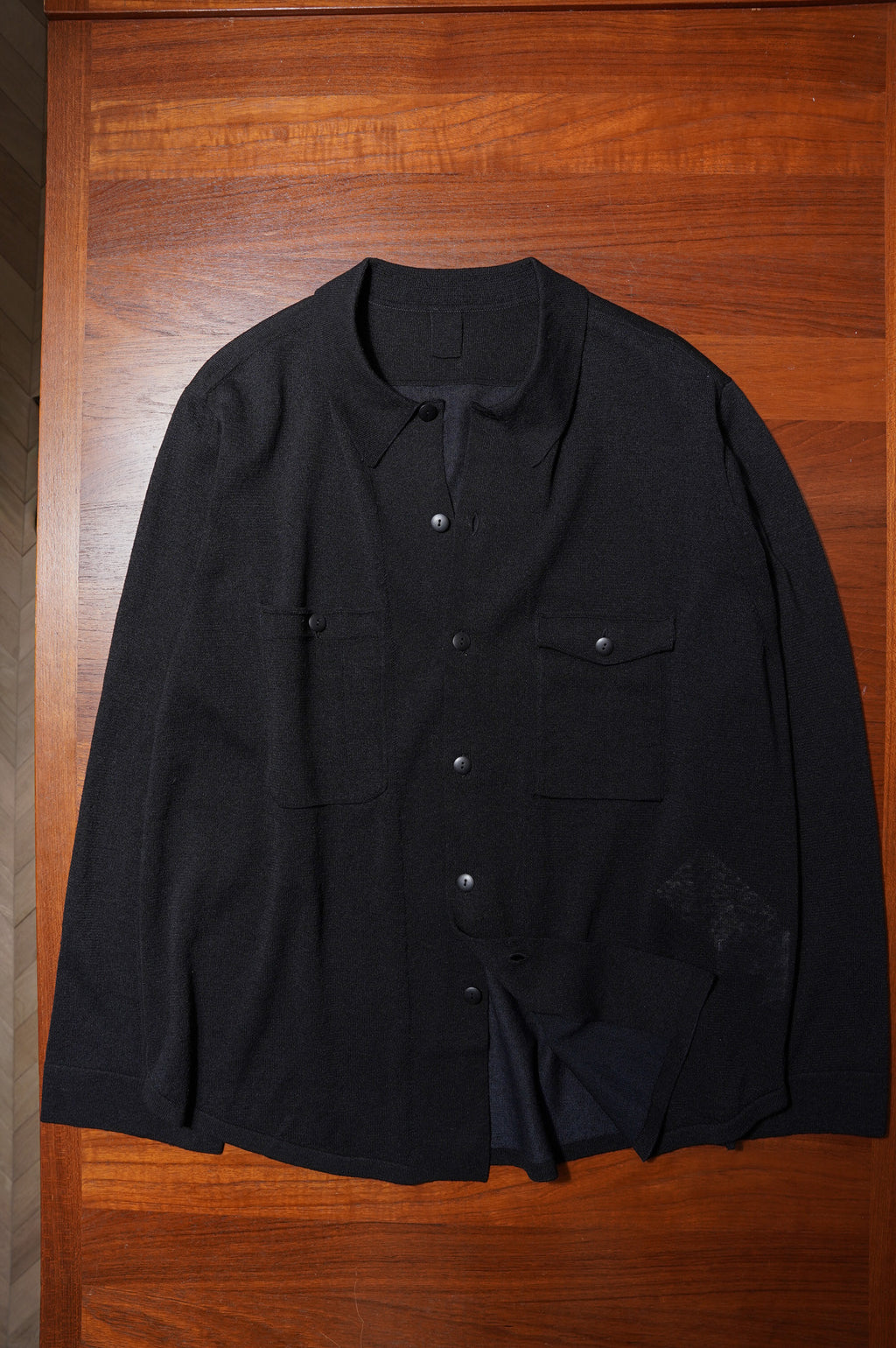 MEIAS "LINEN CHAMBRAY KNIT SHIRTS" [BLACK]