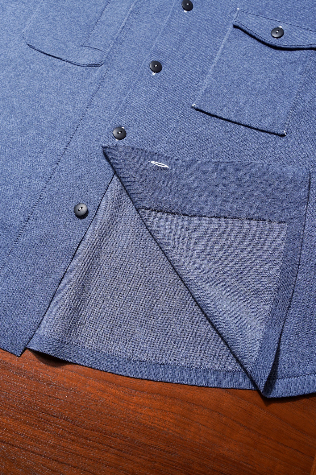 MEIAS "LINEN CHAMBRAY KNIT SHIRTS" [INDIGO]