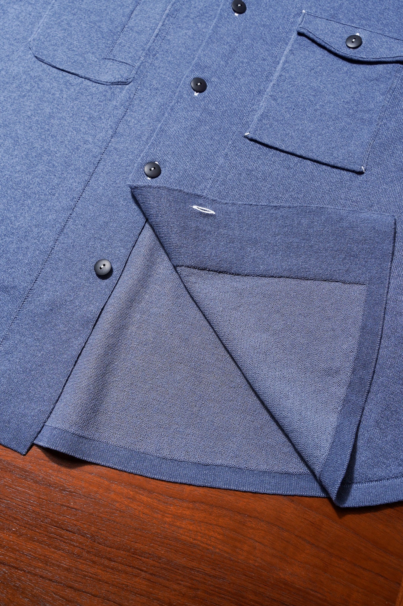MEIAS "LINEN CHAMBRAY KNIT SHIRTS" [INDIGO]