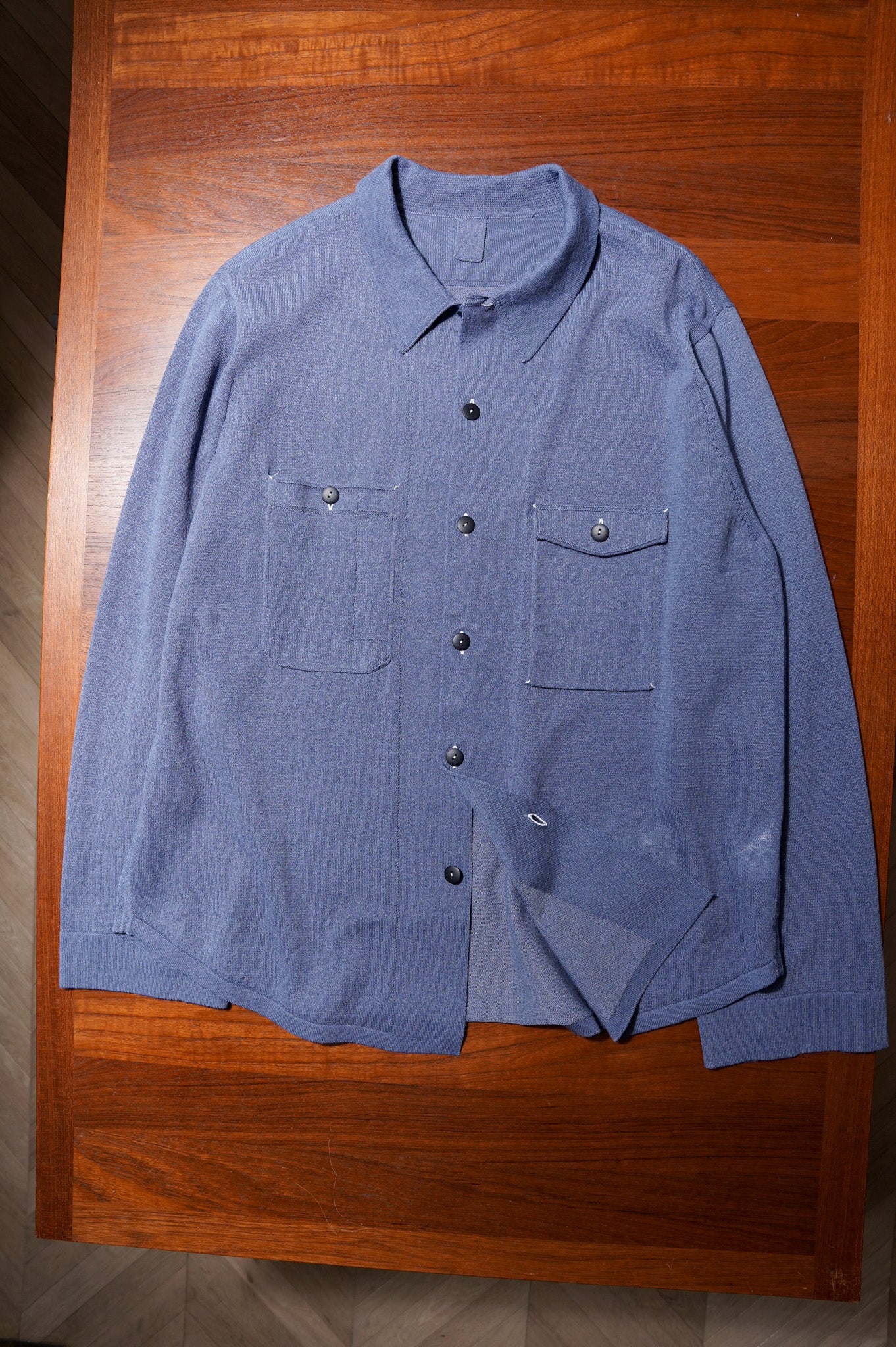 MEIAS "LINEN CHAMBRAY KNIT SHIRTS" [INDIGO]