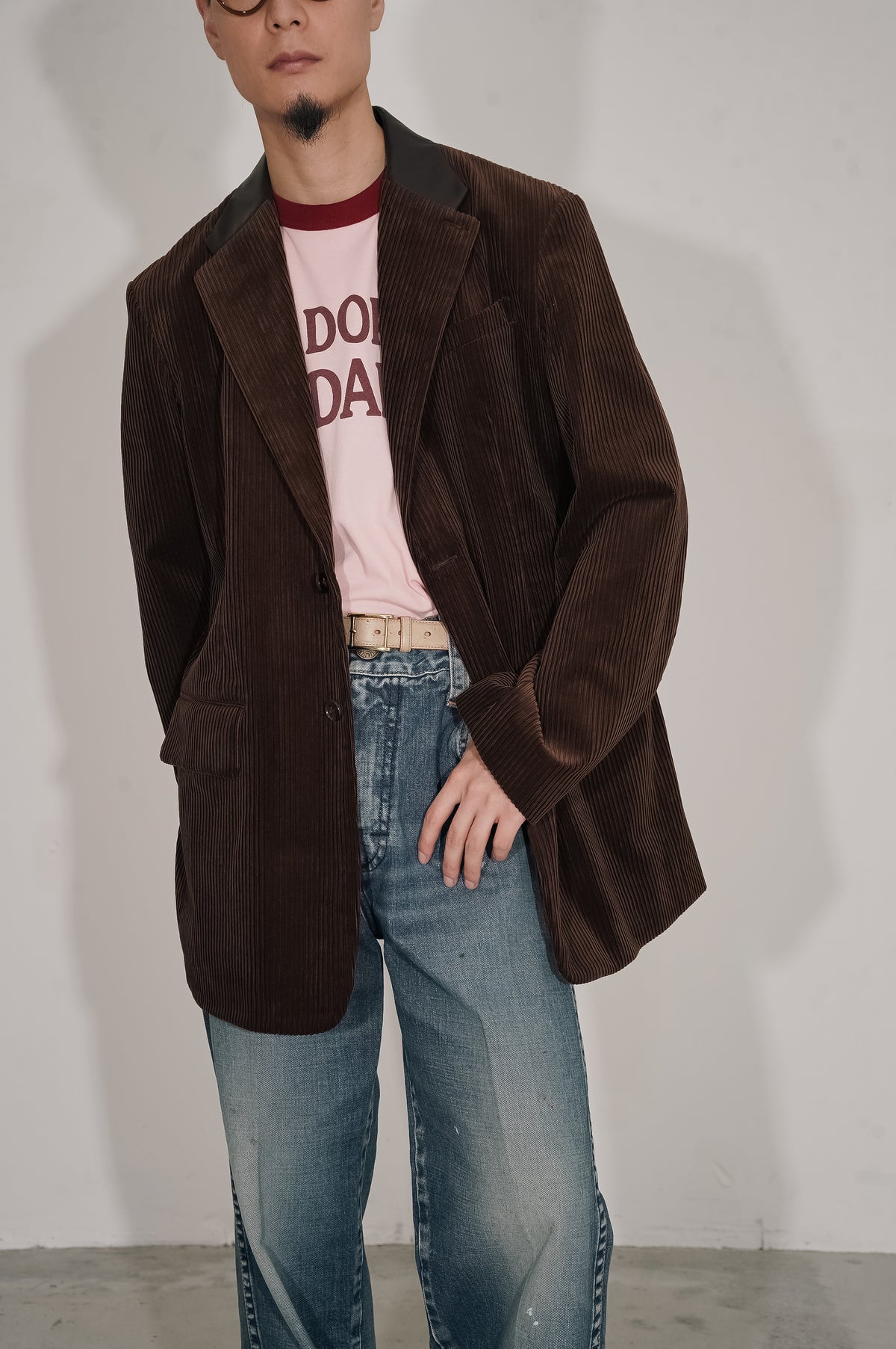 BISOWN "MIXED-WALE CORDUROY TAILORED JACKET" [BROWN]