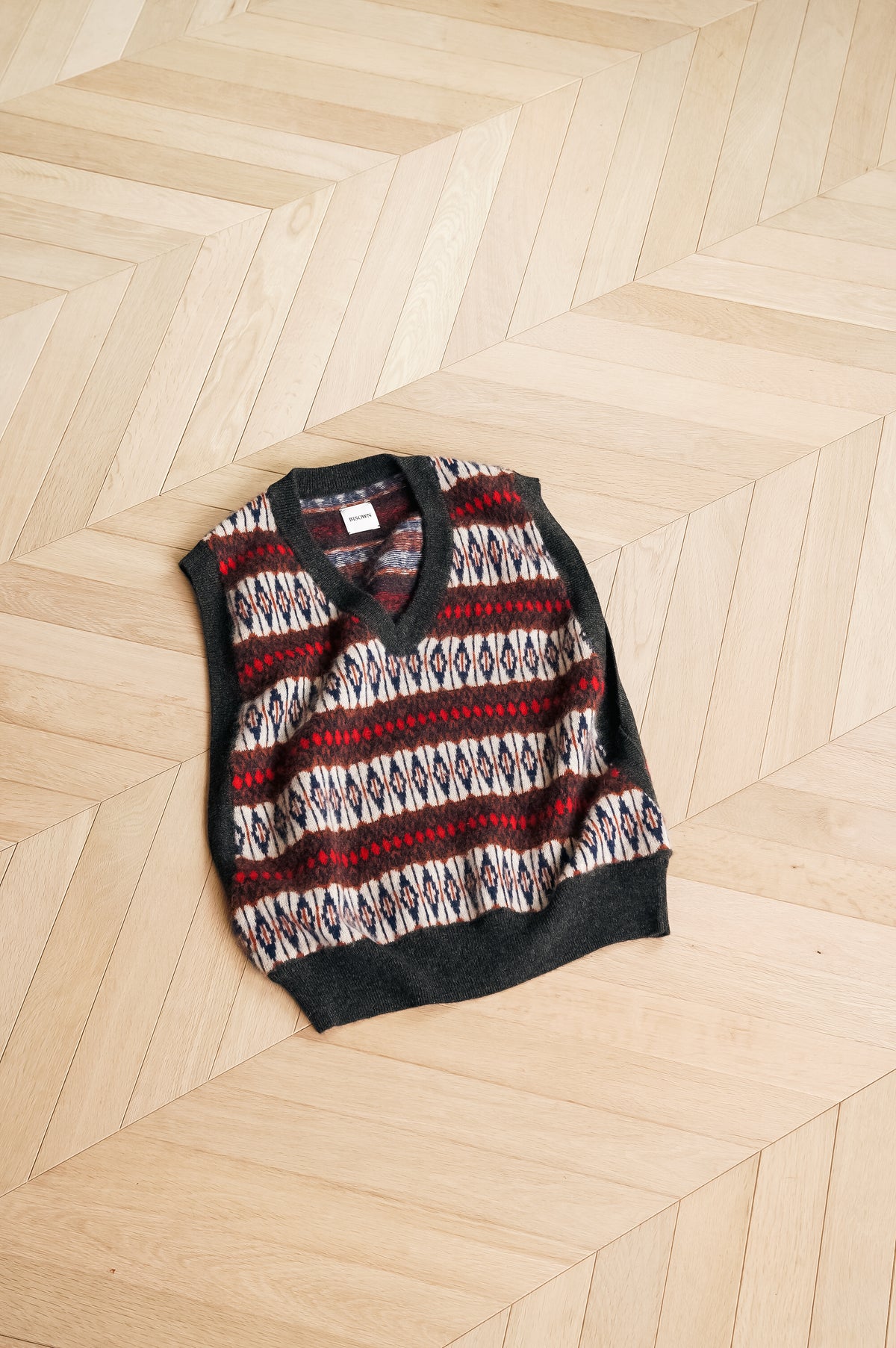BISOWN "CASHMERE MIX PATTERN VEST" [MIX]