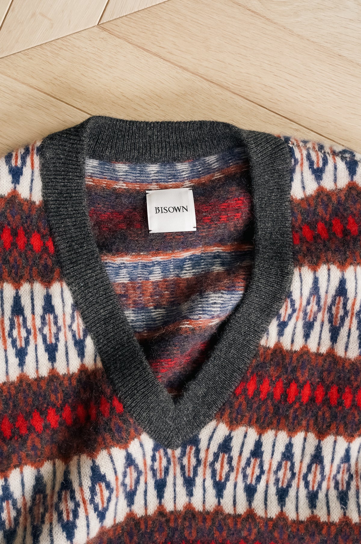 BISOWN "CASHMERE MIX PATTERN VEST" [MIX]