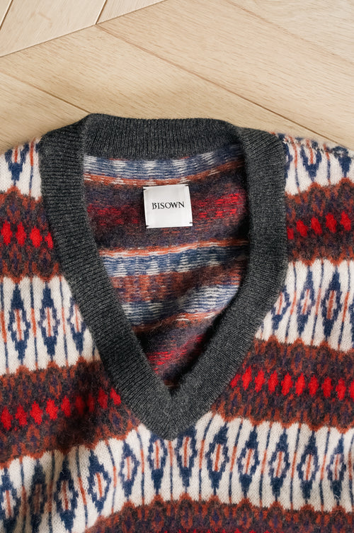 BISOWN "CASHMERE MIX PATTERN VEST" [MIX]