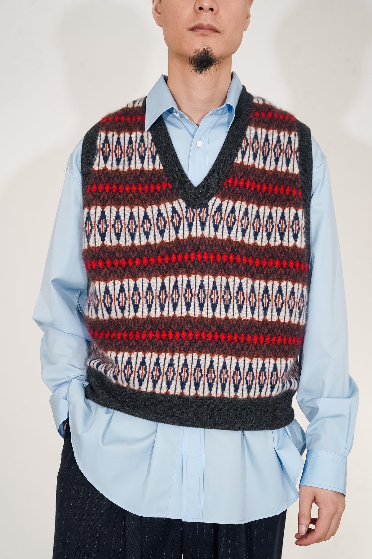 BISOWN "CASHMERE MIX PATTERN VEST" [MIX]