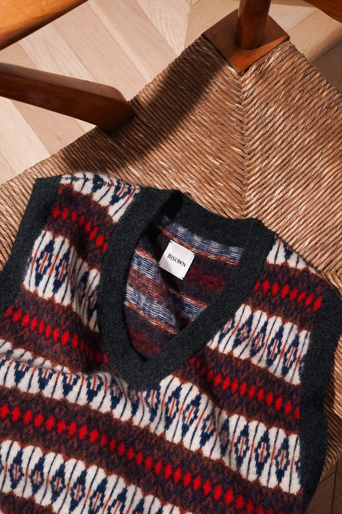 BISOWN "CASHMERE MIX PATTERN VEST" [MIX]