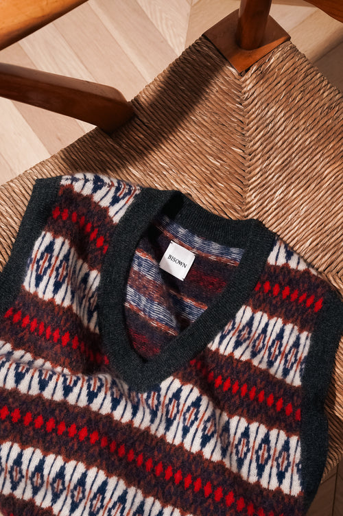 BISOWN "CASHMERE MIX PATTERN VEST" [MIX]