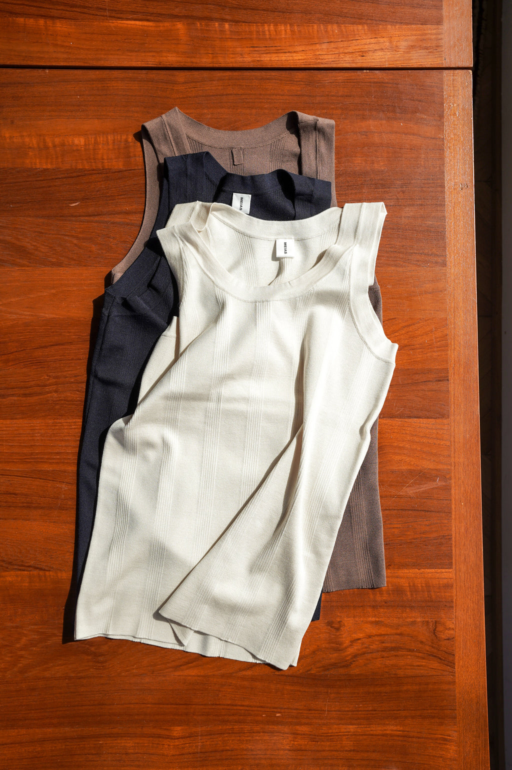 MEIAS "FINE GAUGE SILK RIB TANK TOP" [BROWN]