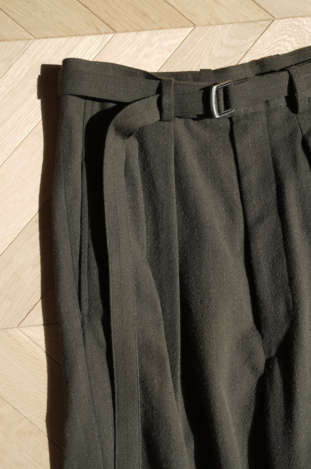 m's braque "BELTED BAGGY PANTS" [brown stripe]