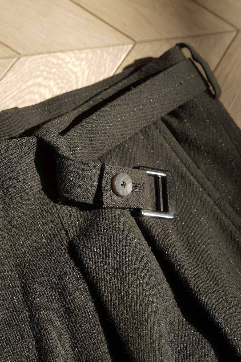 m's braque "BELTED BAGGY PANTS" [brown stripe]