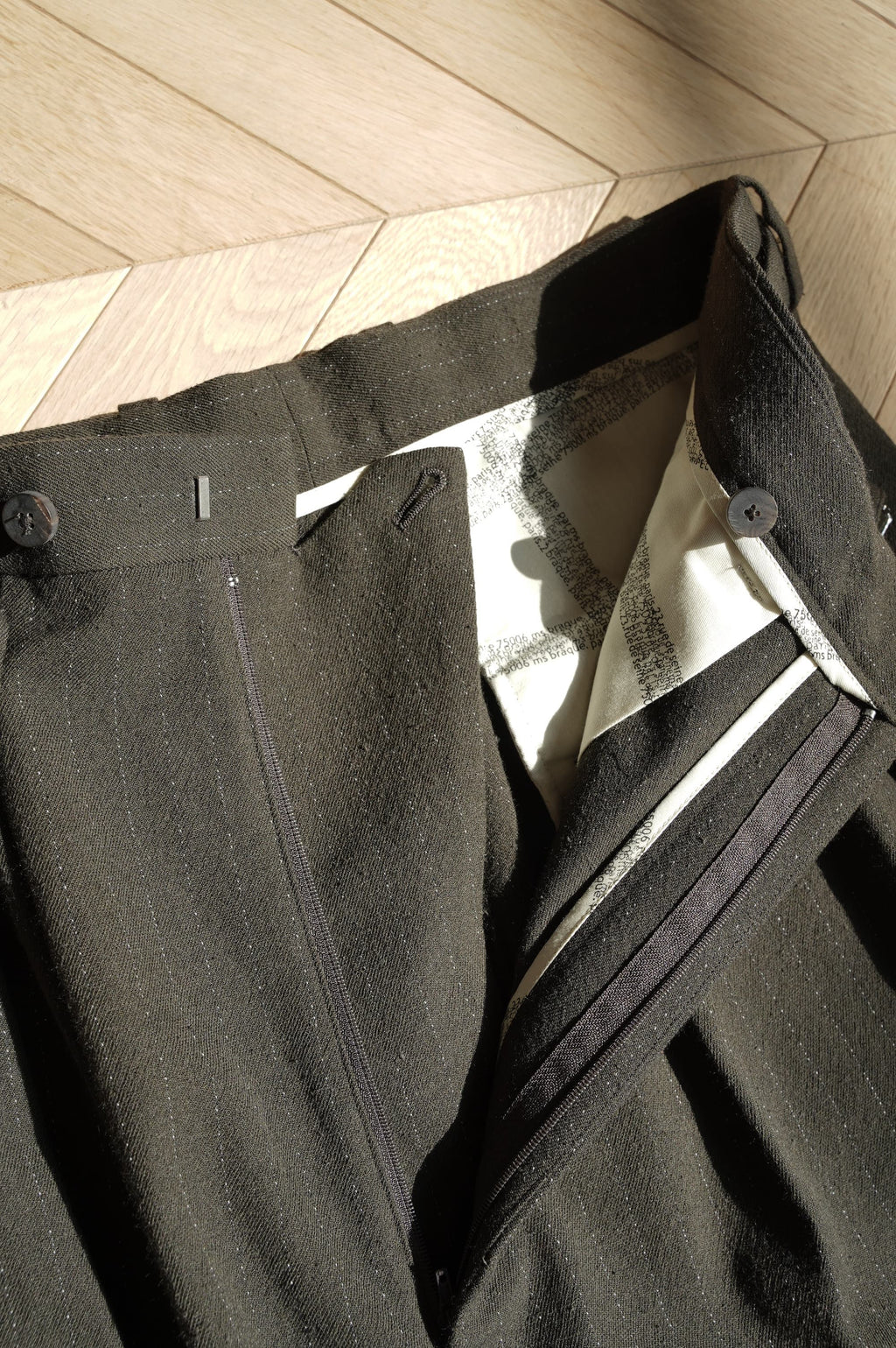 m's braque "BELTED BAGGY PANTS" [brown stripe]