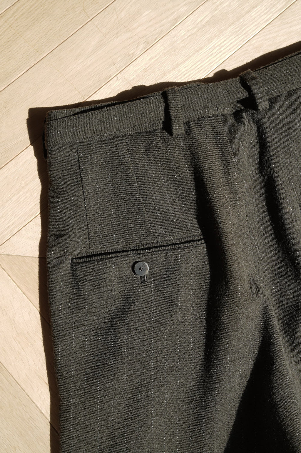 m's braque "BELTED BAGGY PANTS" [brown stripe]
