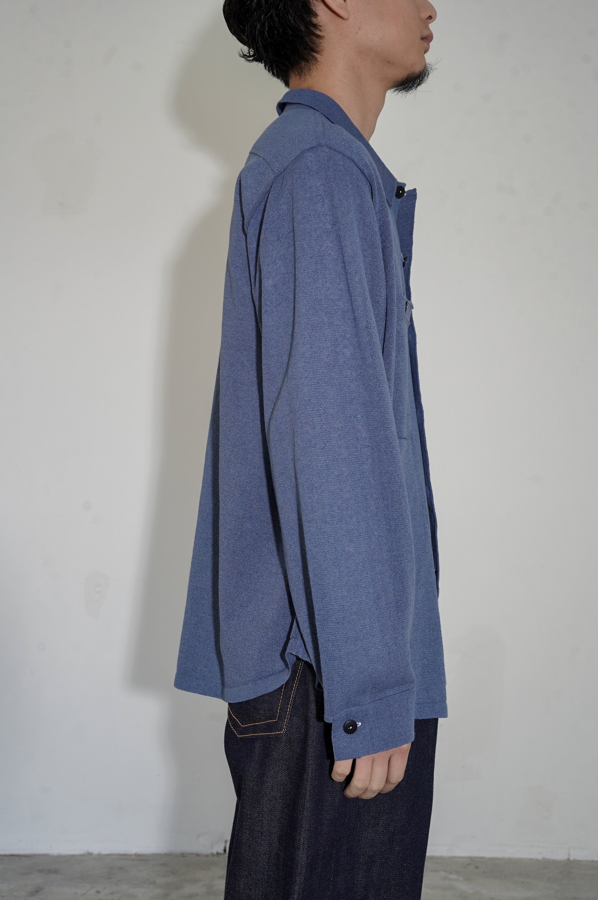 MEIAS "LINEN CHAMBRAY KNIT SHIRTS" [INDIGO]