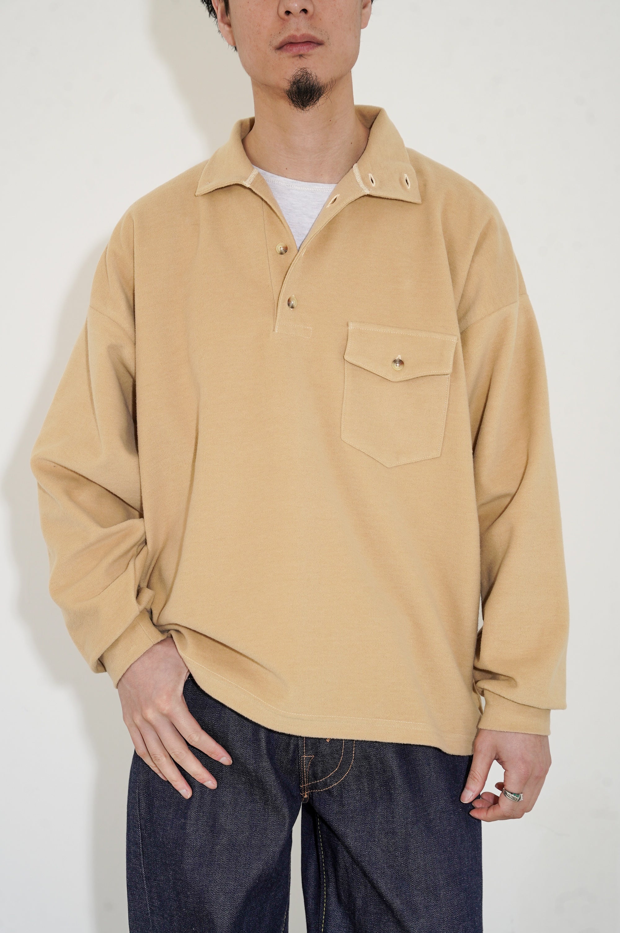 YE OLDE AND NEWMAN "MOCK POLO SHIRT" [CREAM BEIGE]