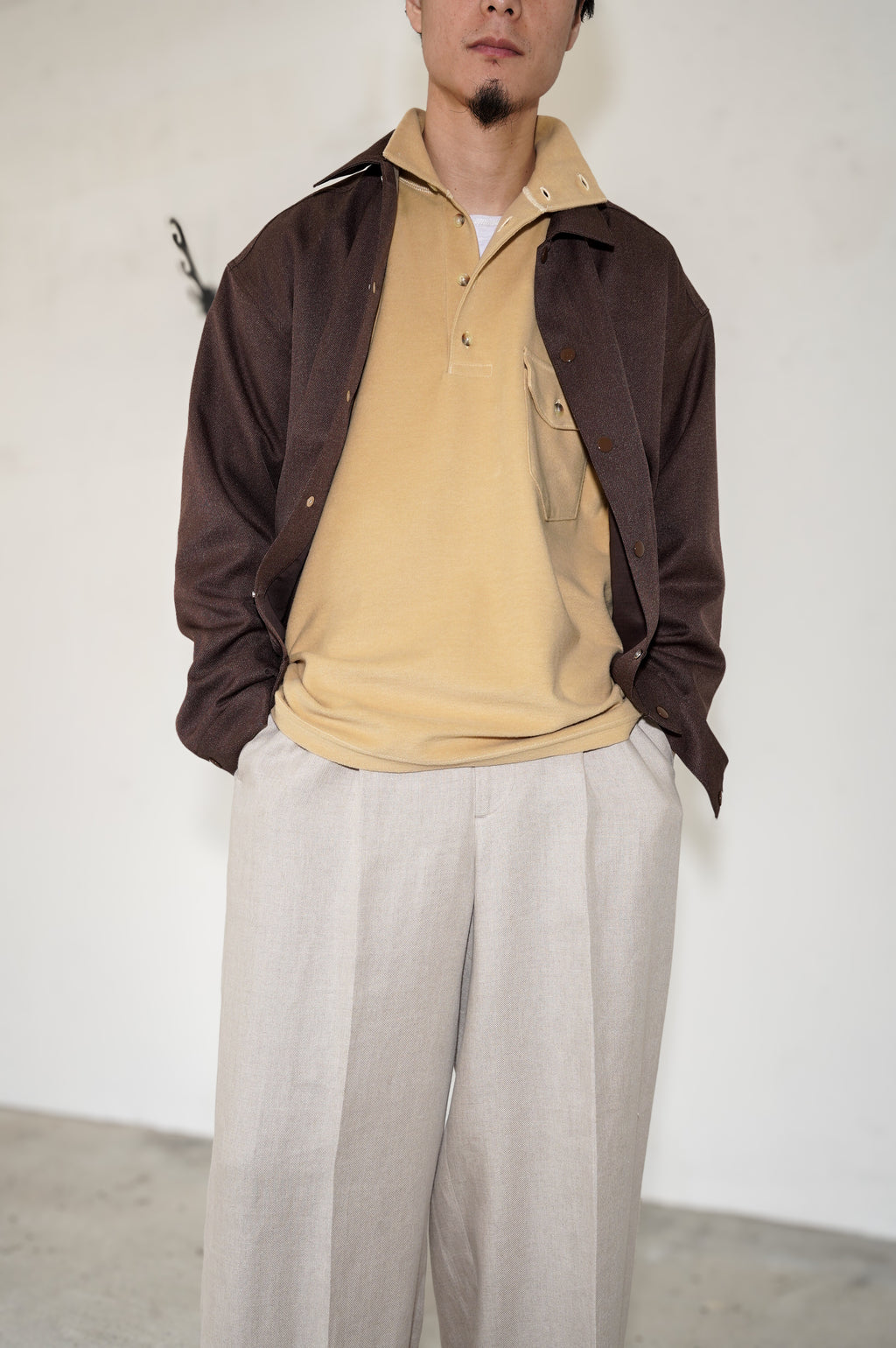 YE OLDE AND NEWMAN "MOCK POLO SHIRT" [CREAM BEIGE]