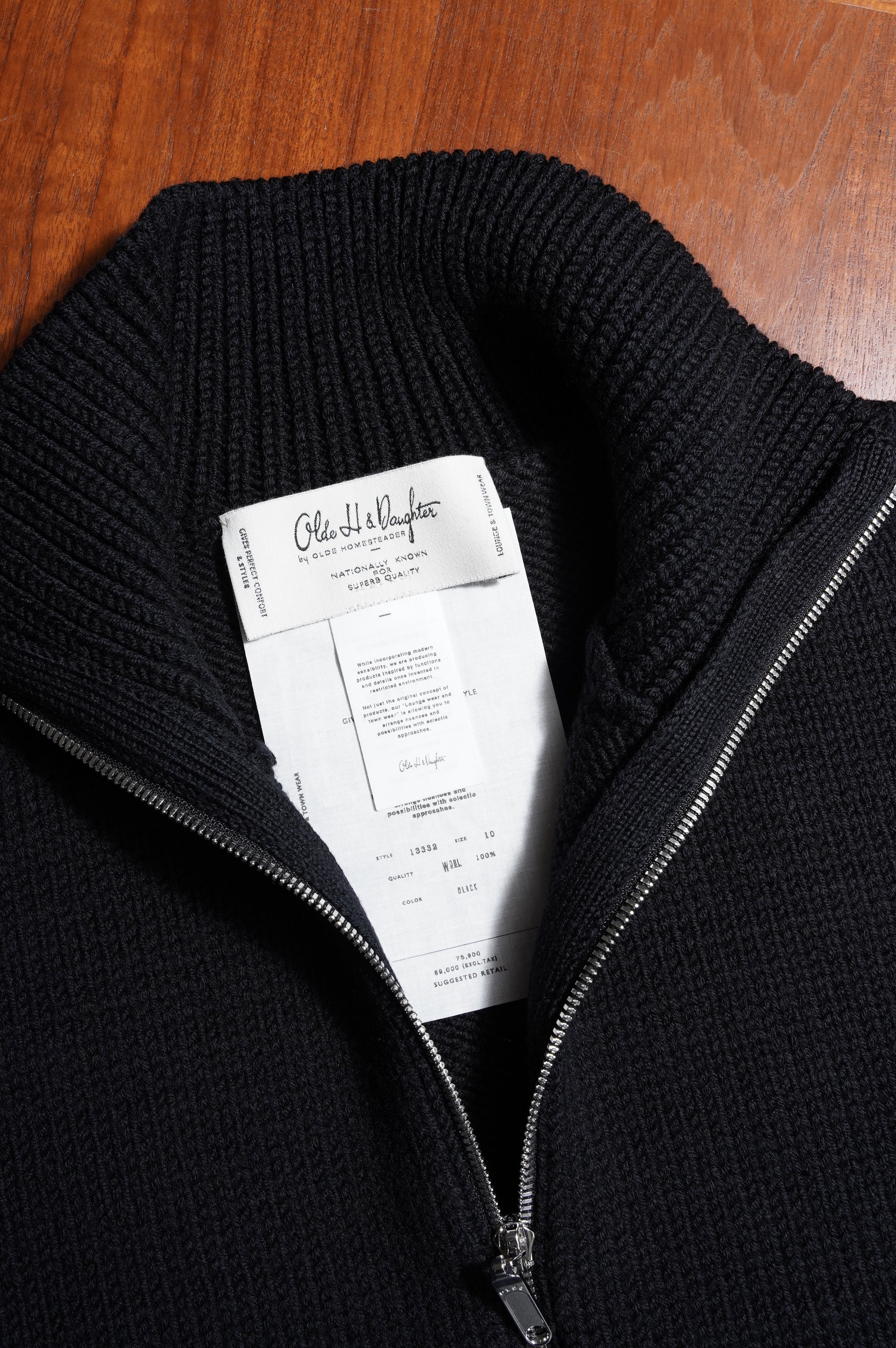 トップス Olde H & Daughter DS KNIT VEST Olde H & Daughter】WOOL DRIVERS VEST BLACK - THIRTY' THIRTY' STORE