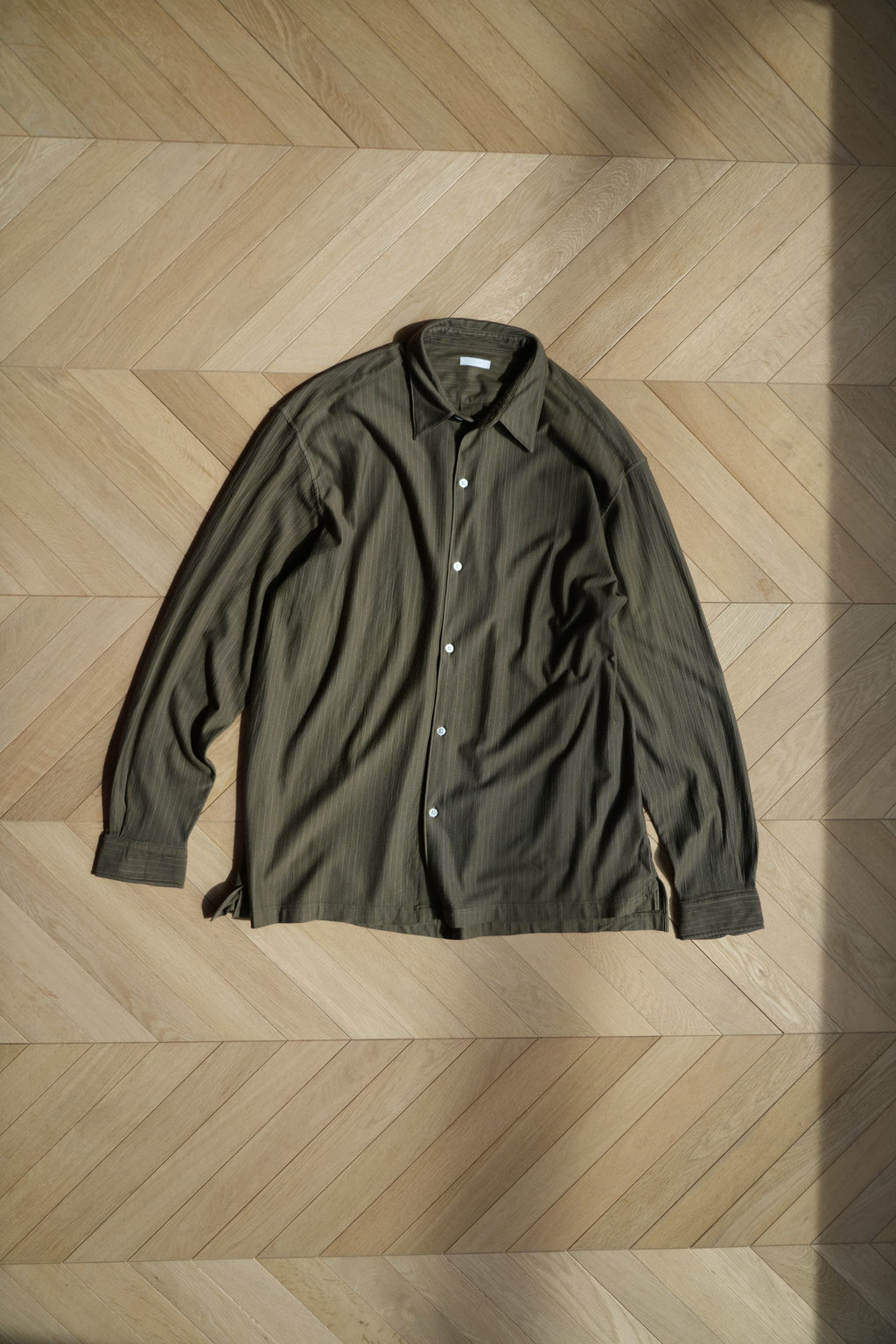 KANEMASA PHIL. "38G Wool Fulling Stripe Ideal Shirt" [beige khaki]