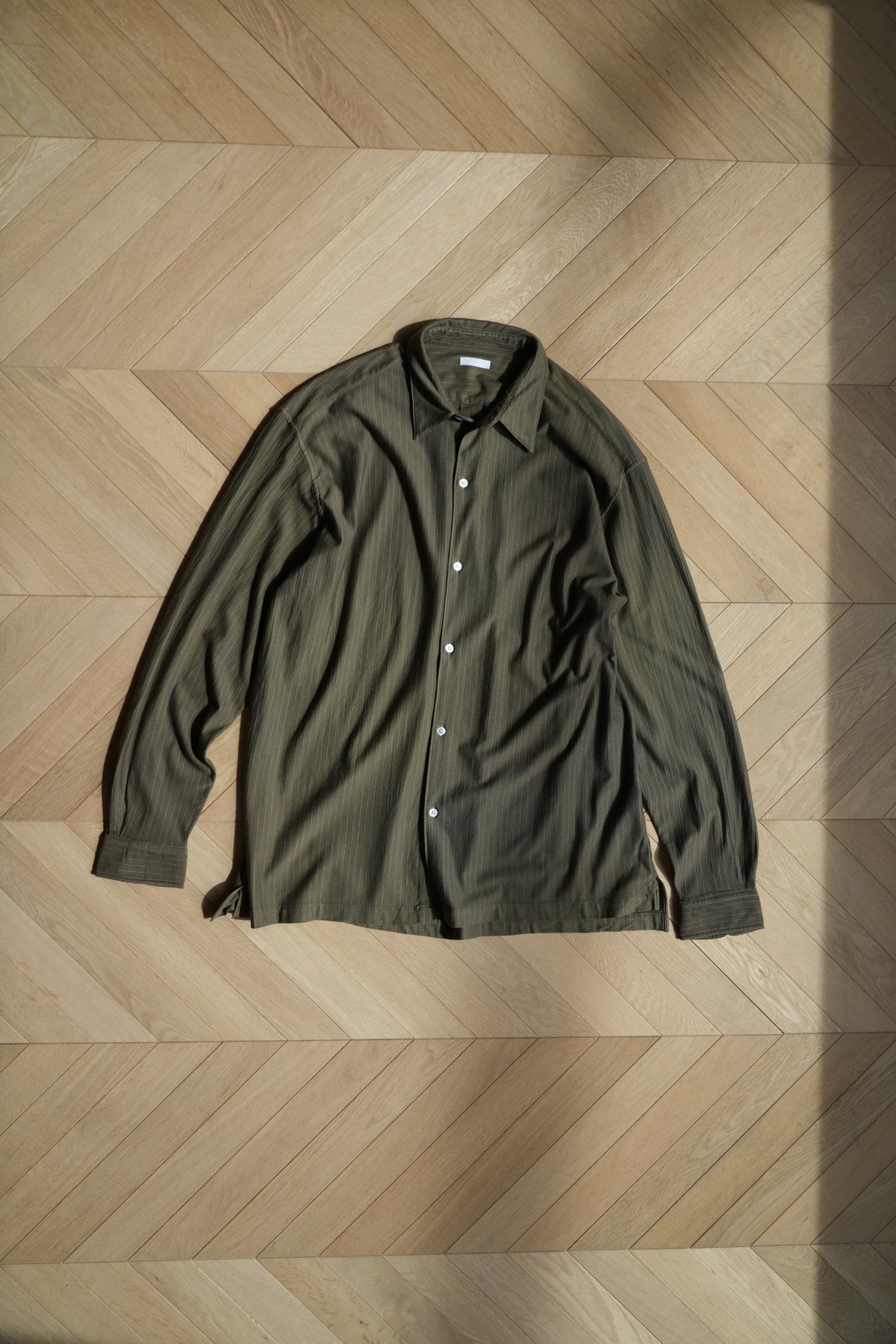 KANEMASA PHIL. "38G Wool Fulling Stripe Ideal Shirt" [beige khaki]