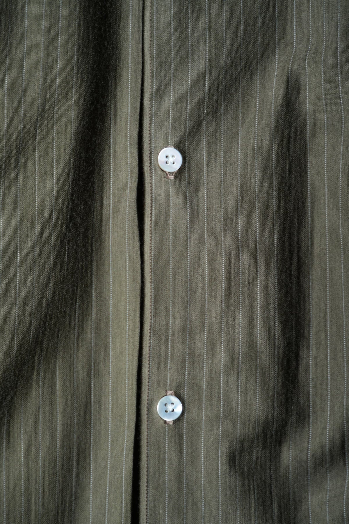 KANEMASA PHIL. "38G Wool Fulling Stripe Ideal Shirt" [beige khaki]