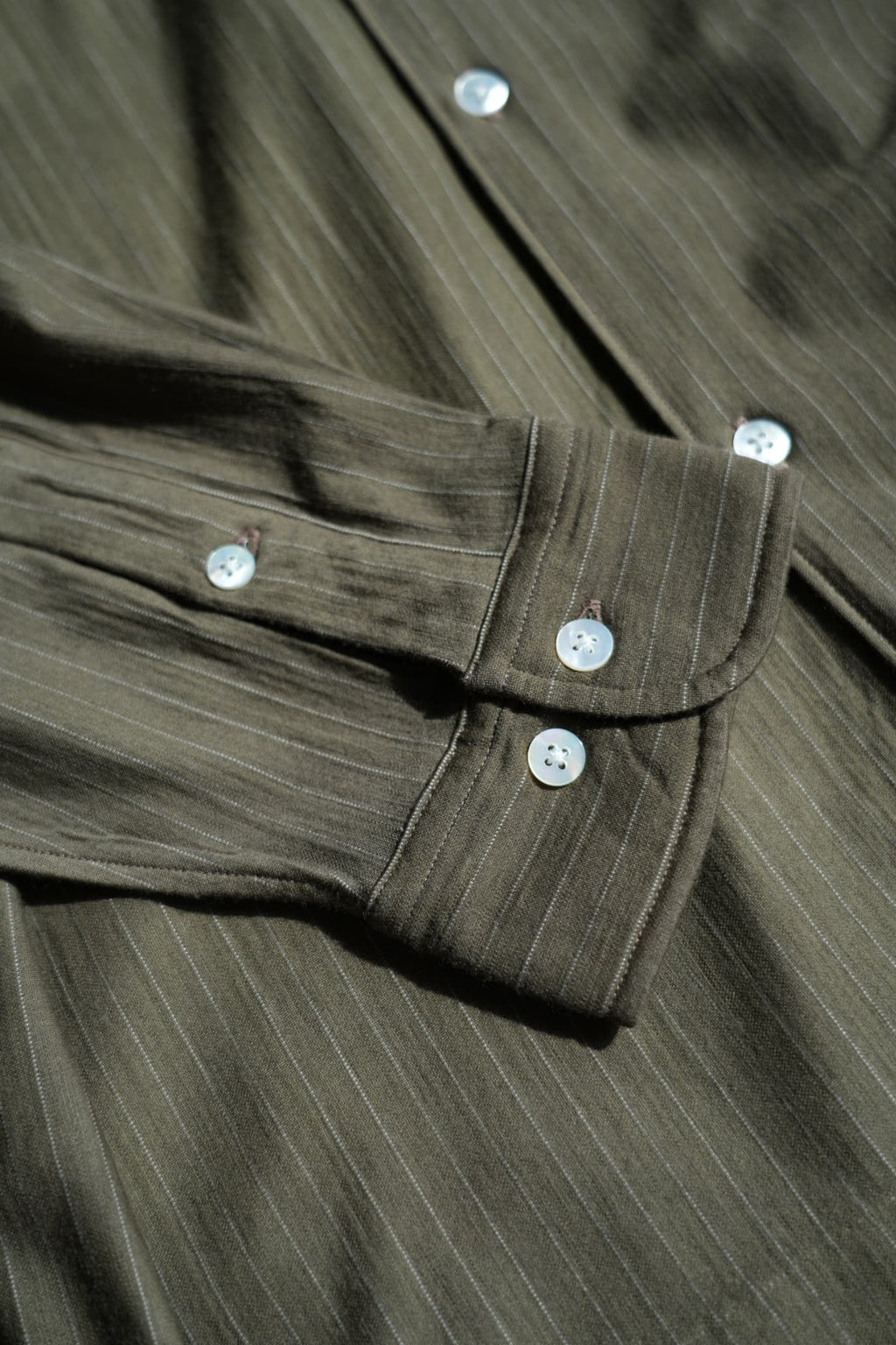 KANEMASA PHIL. "38G Wool Fulling Stripe Ideal Shirt" [beige khaki]