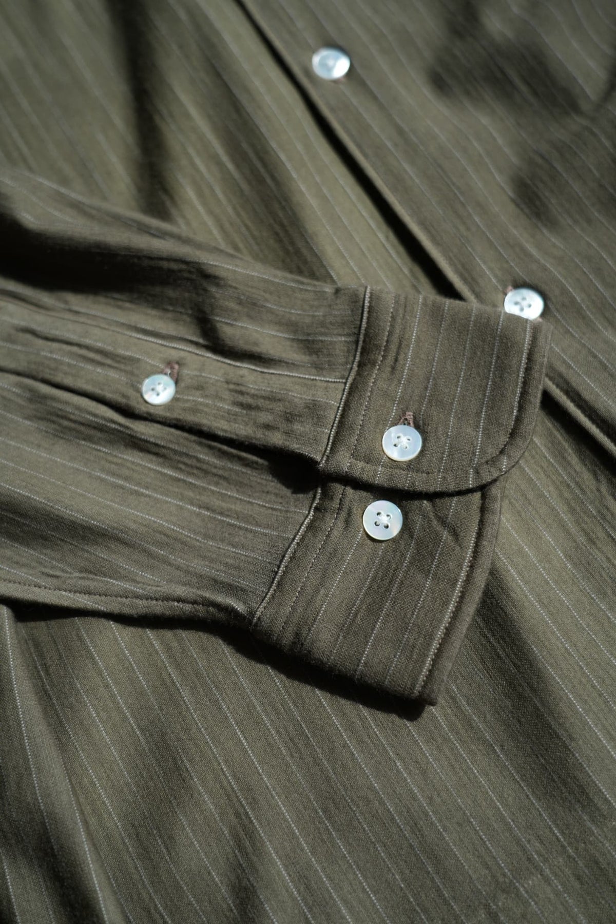 KANEMASA PHIL. "38G Wool Fulling Stripe Ideal Shirt" [beige khaki]