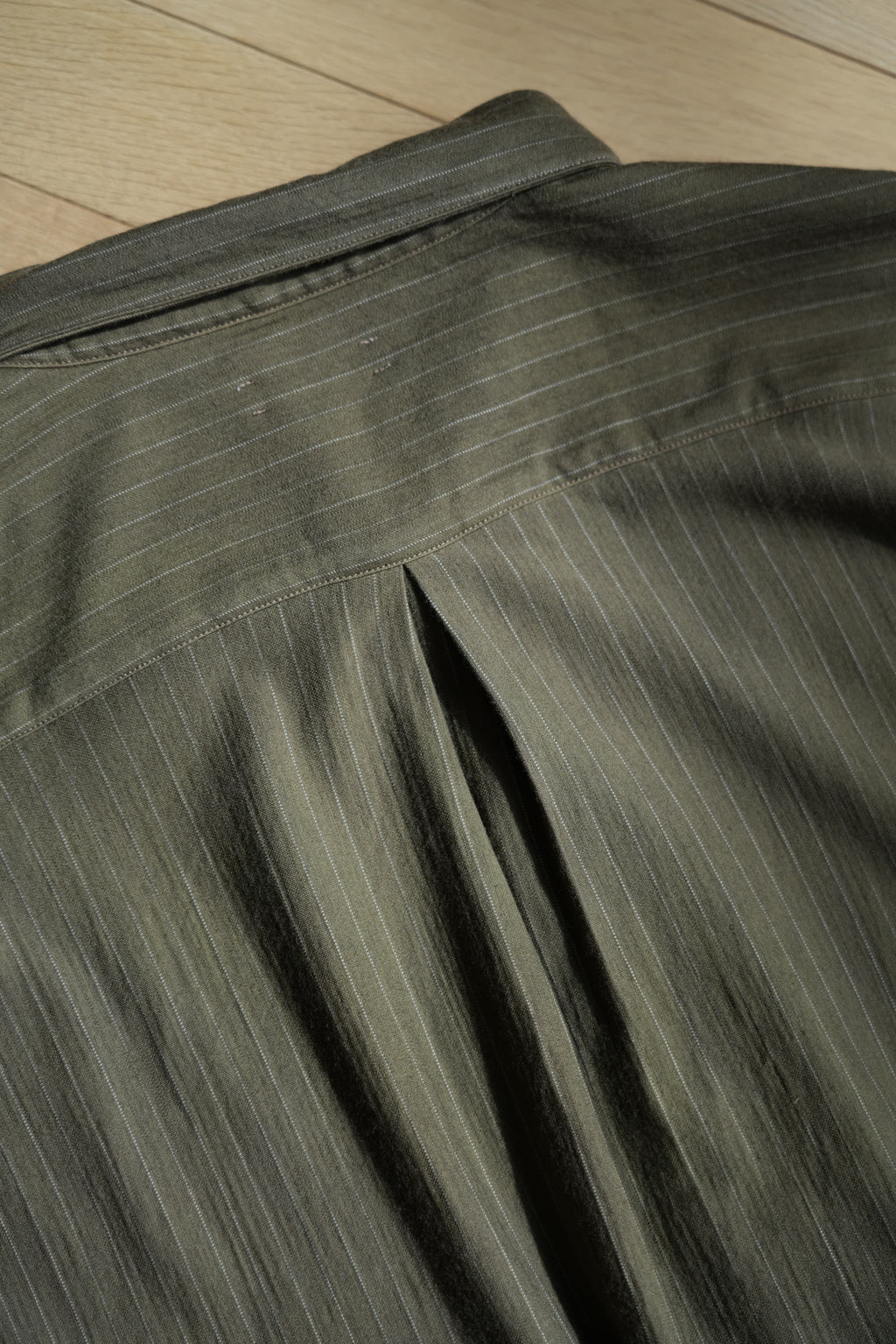 KANEMASA PHIL. "38G Wool Fulling Stripe Ideal Shirt" [beige khaki]