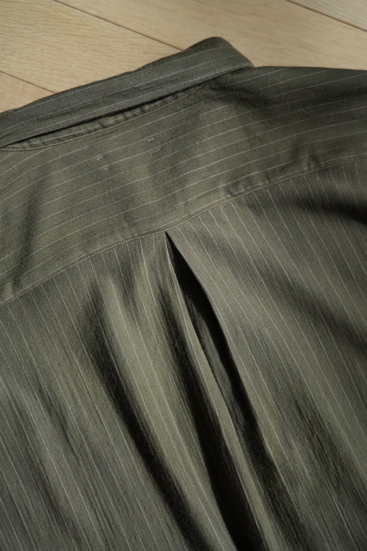 KANEMASA PHIL. "38G Wool Fulling Stripe Ideal Shirt" [beige khaki]
