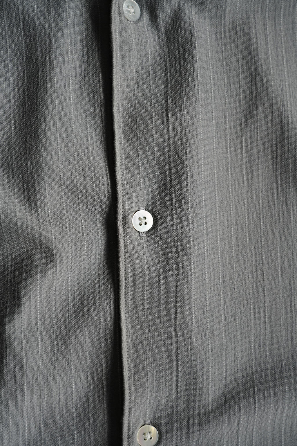 KANEMASA PHIL. "36G Wool Fulling Stripe Ideal Shirt" [Light Gray]