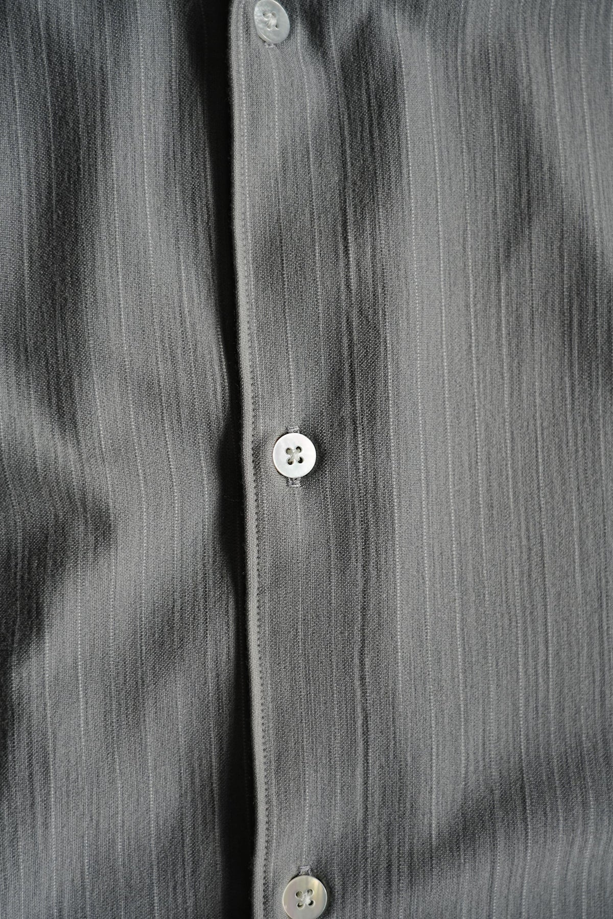 KANEMASA PHIL. "36G Wool Fulling Stripe Ideal Shirt" [Light Gray]