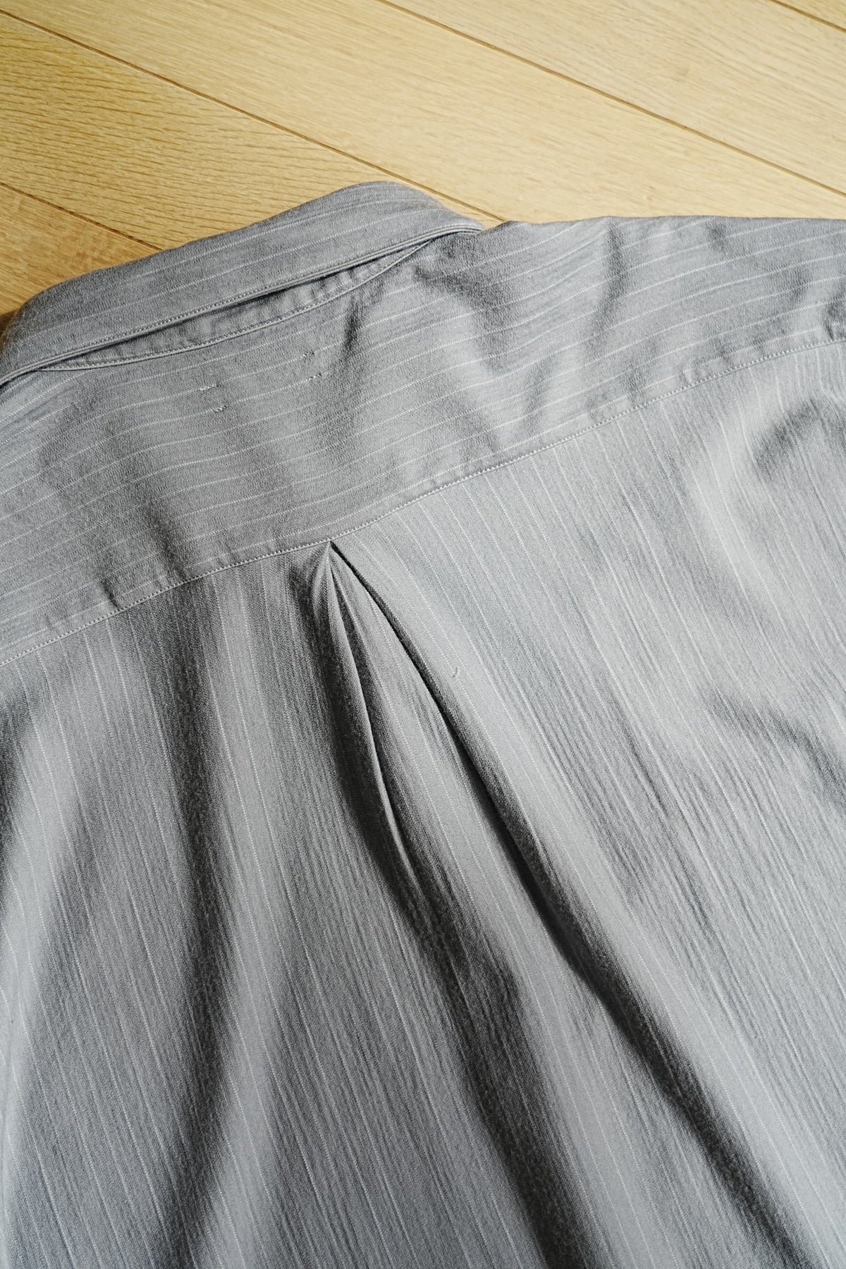 KANEMASA PHIL. "36G Wool Fulling Stripe Ideal Shirt" [Light Gray]